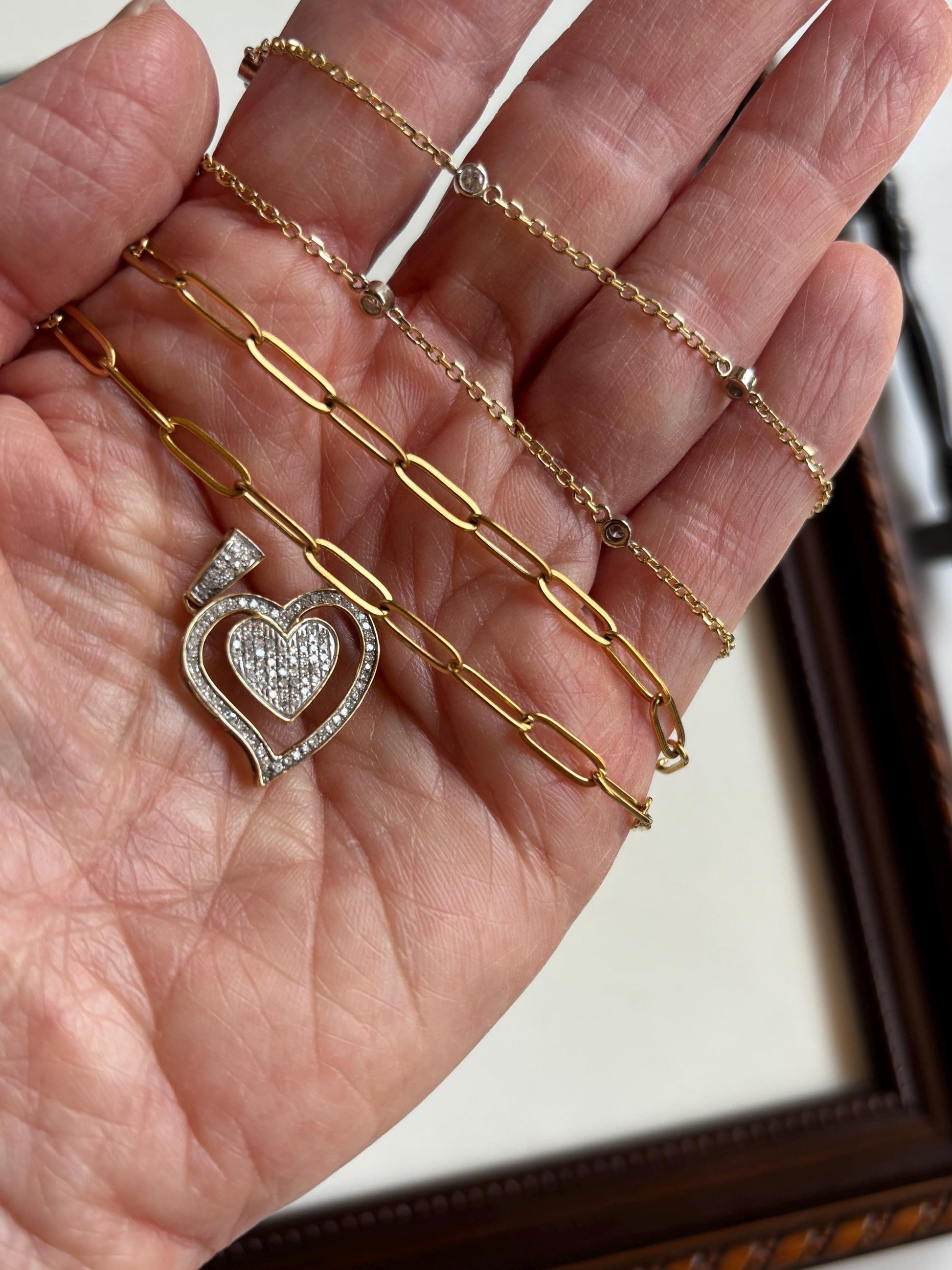 Vintage Diamond Heart Pendant 14k