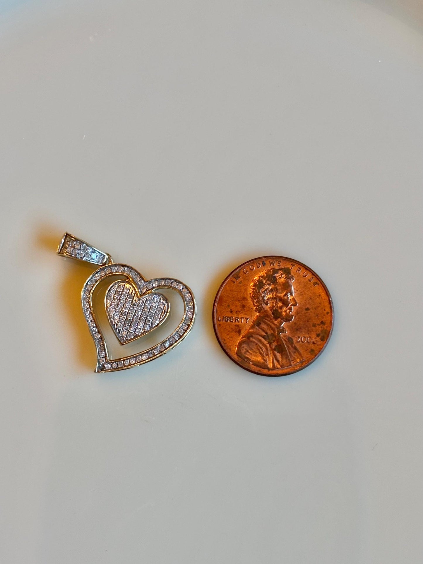 Vintage Diamond Heart Pendant 14k