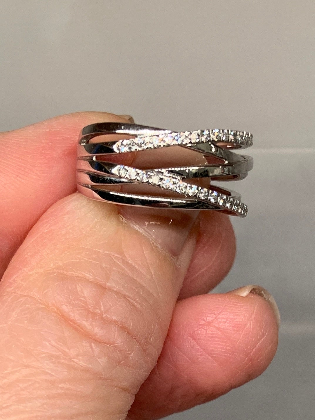 Vintage Diamond Multi Band Crossover Ring 14K Vintage