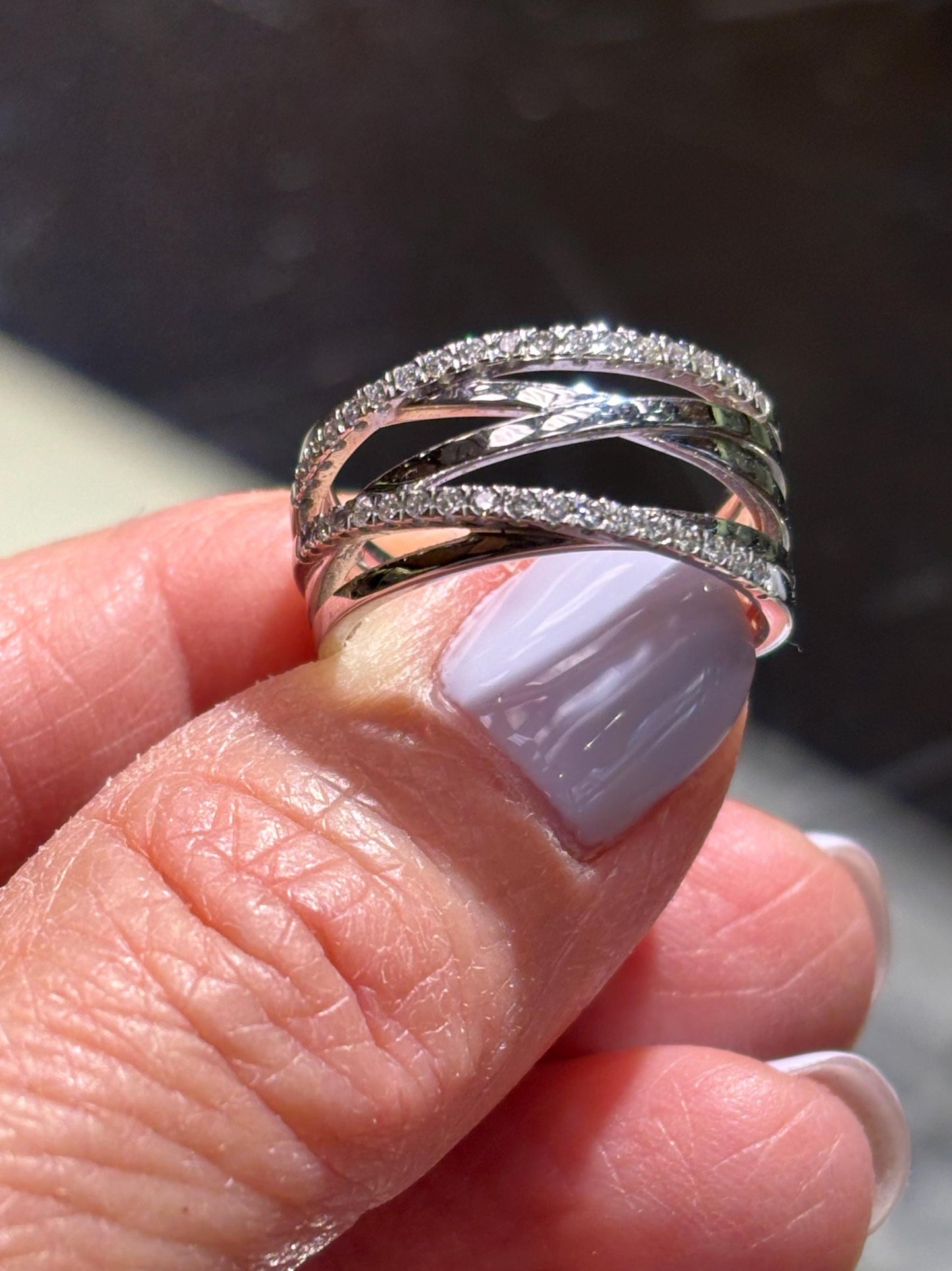 Vintage Diamond Multi Band Crossover Ring 14K Vintage