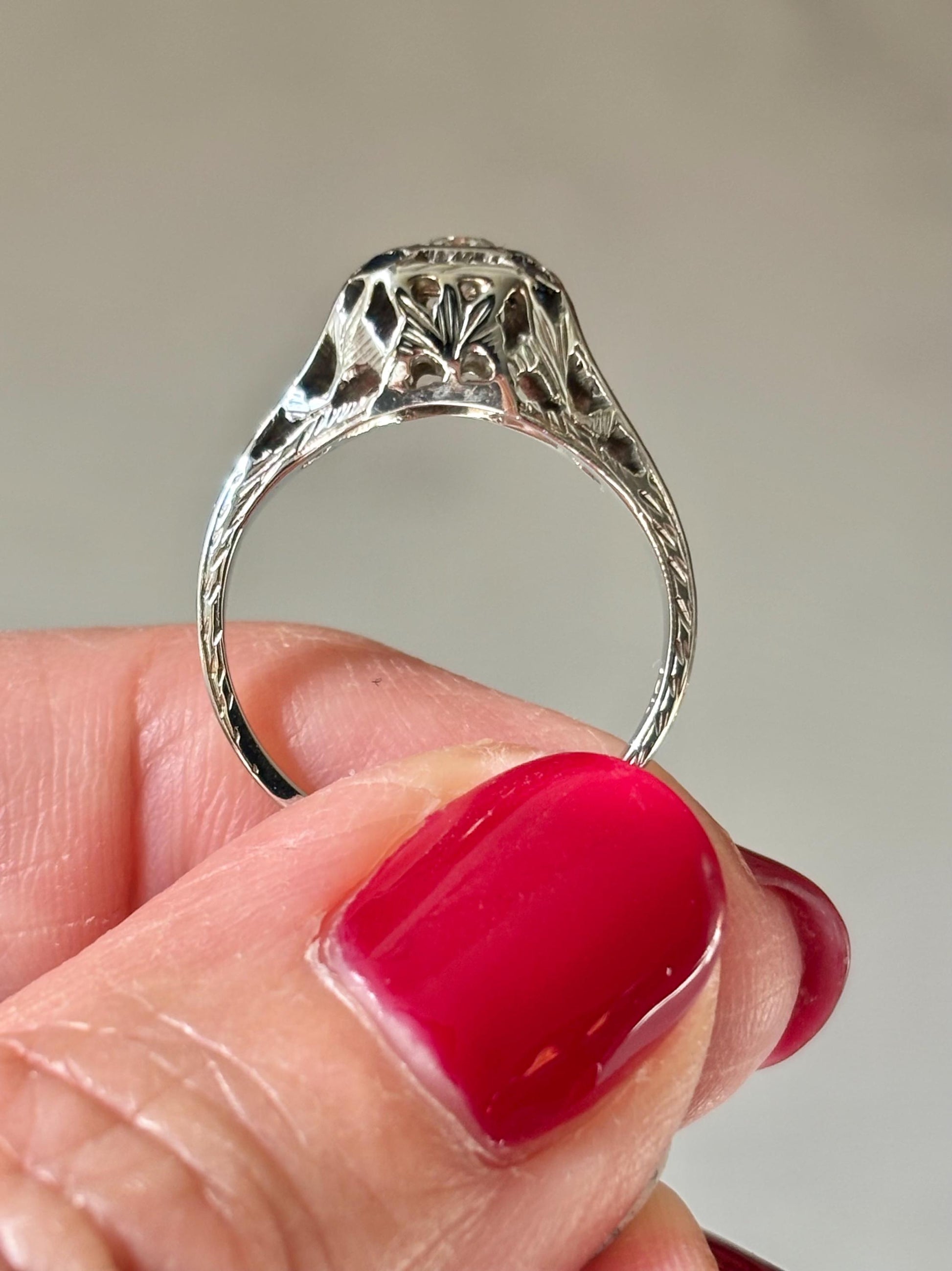 Vintage Diamond Sapphire Accent Ring 18K