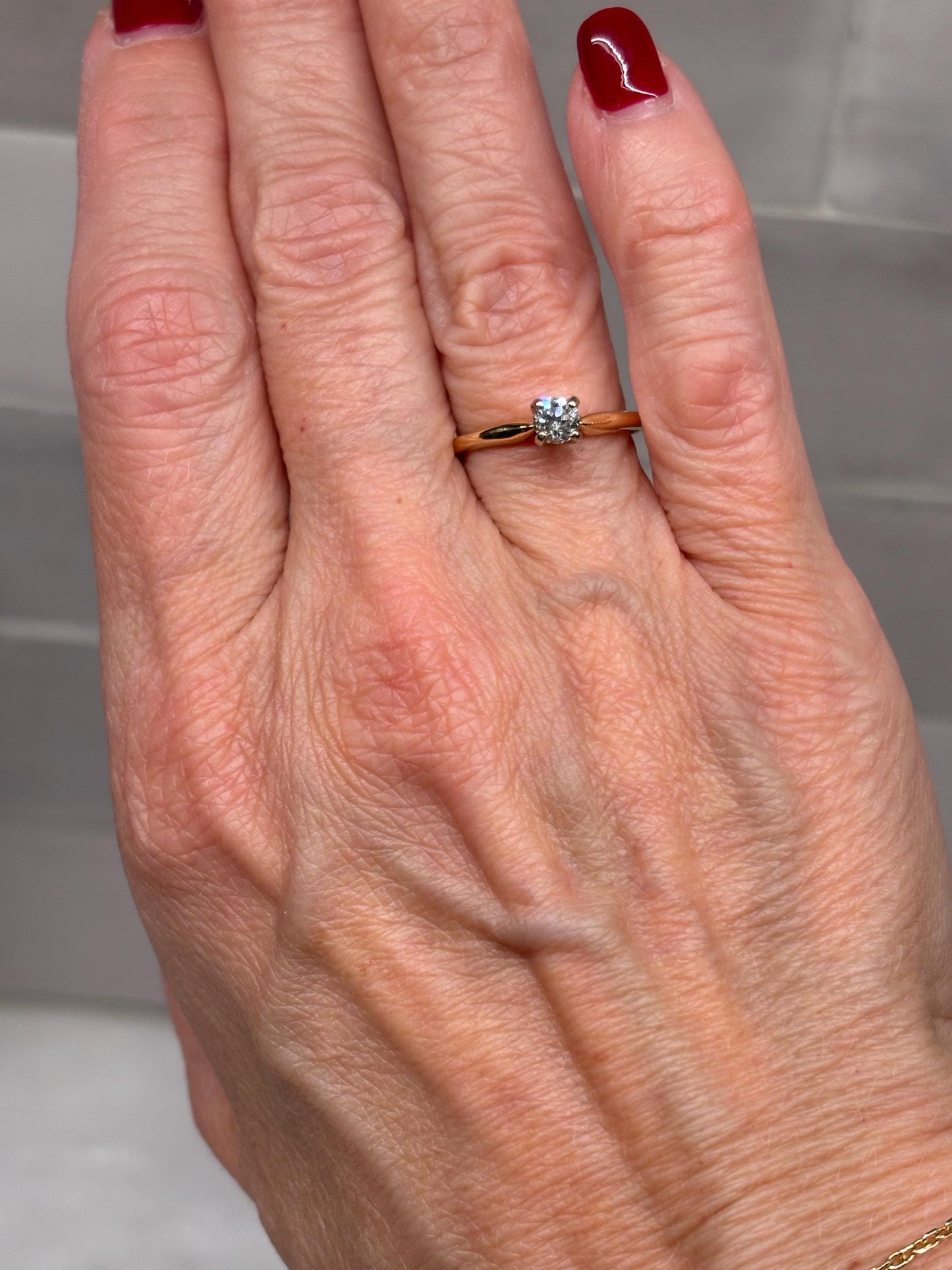 Vintage Diamond Solitaire Engagement Ring 14k