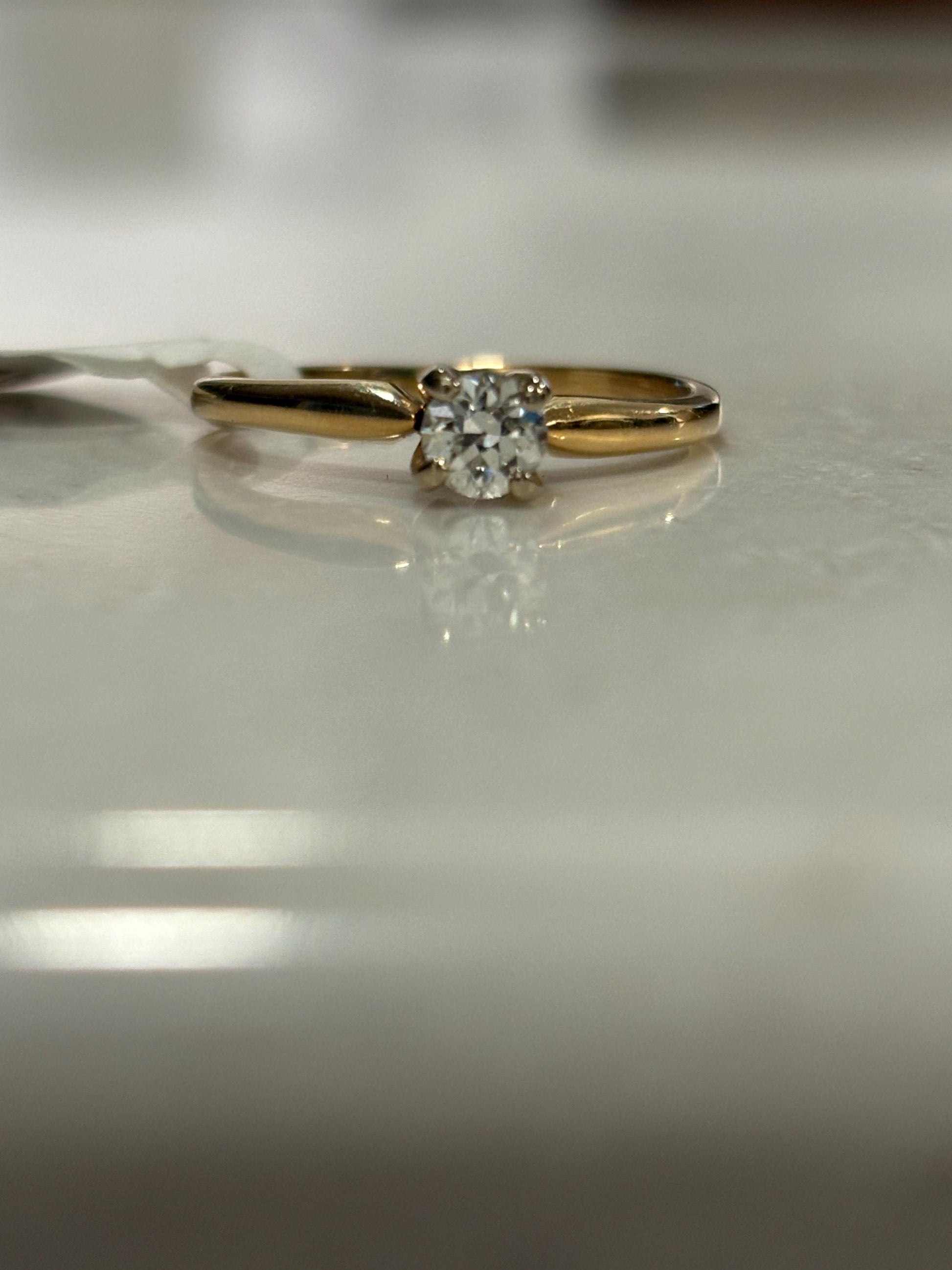 Vintage Diamond Solitaire Engagement Ring 14k