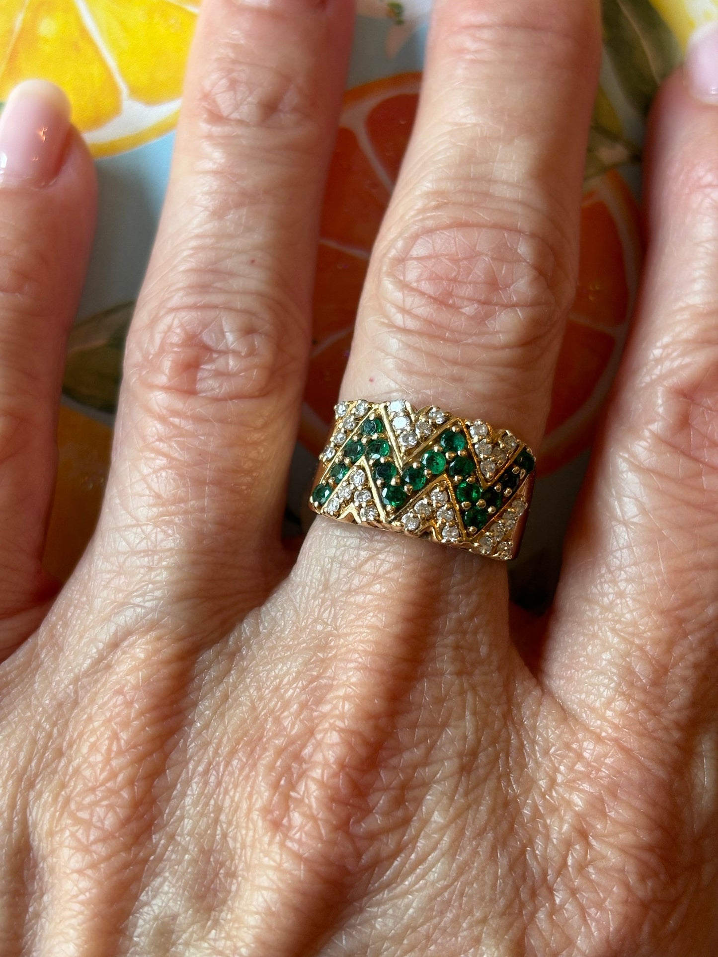 Vintage Emerald & Diamond Statement Ring