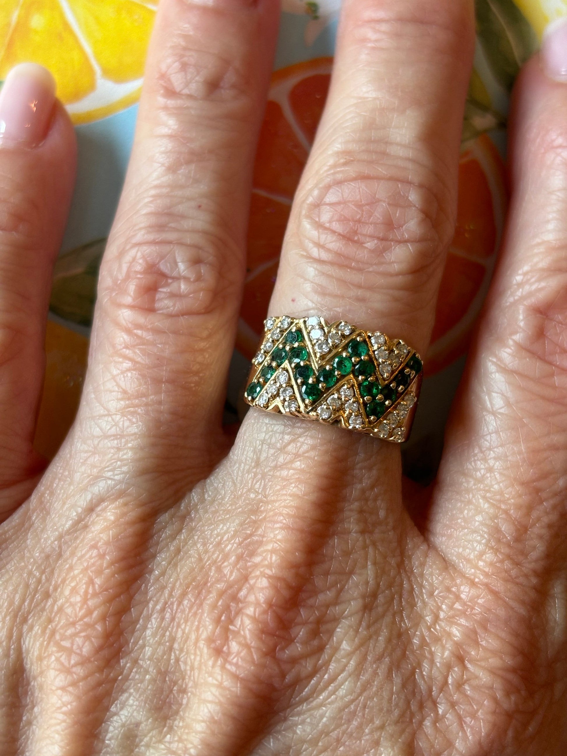 Vintage Emerald & Diamond Statement Ring