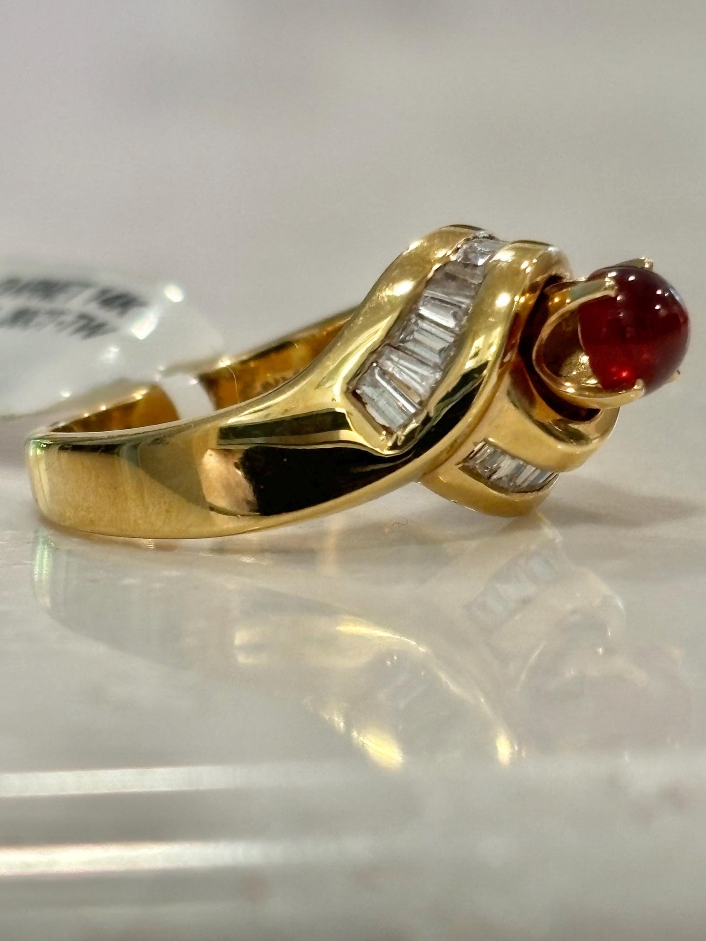 Vintage Garnet  Diamond Baguette accents 14k