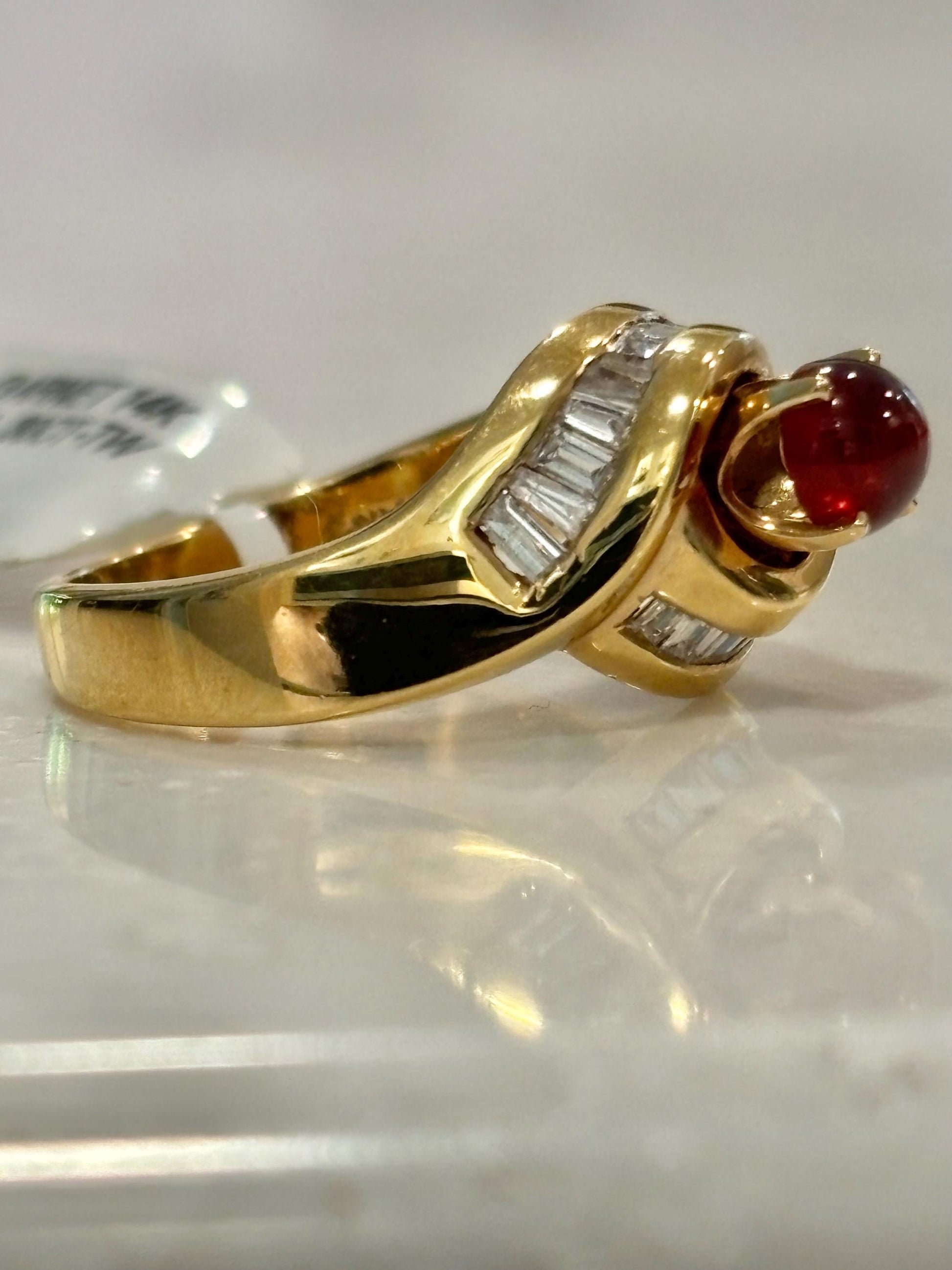 Vintage Garnet  Diamond Baguette accents 14k
