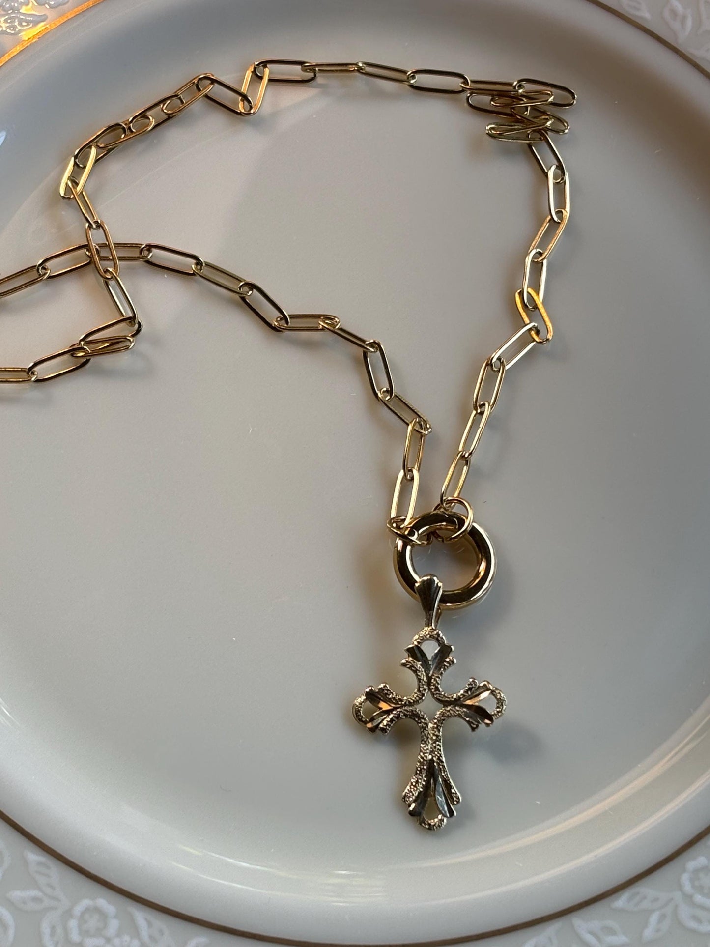 Vintage Gold Cross Pendant 14K