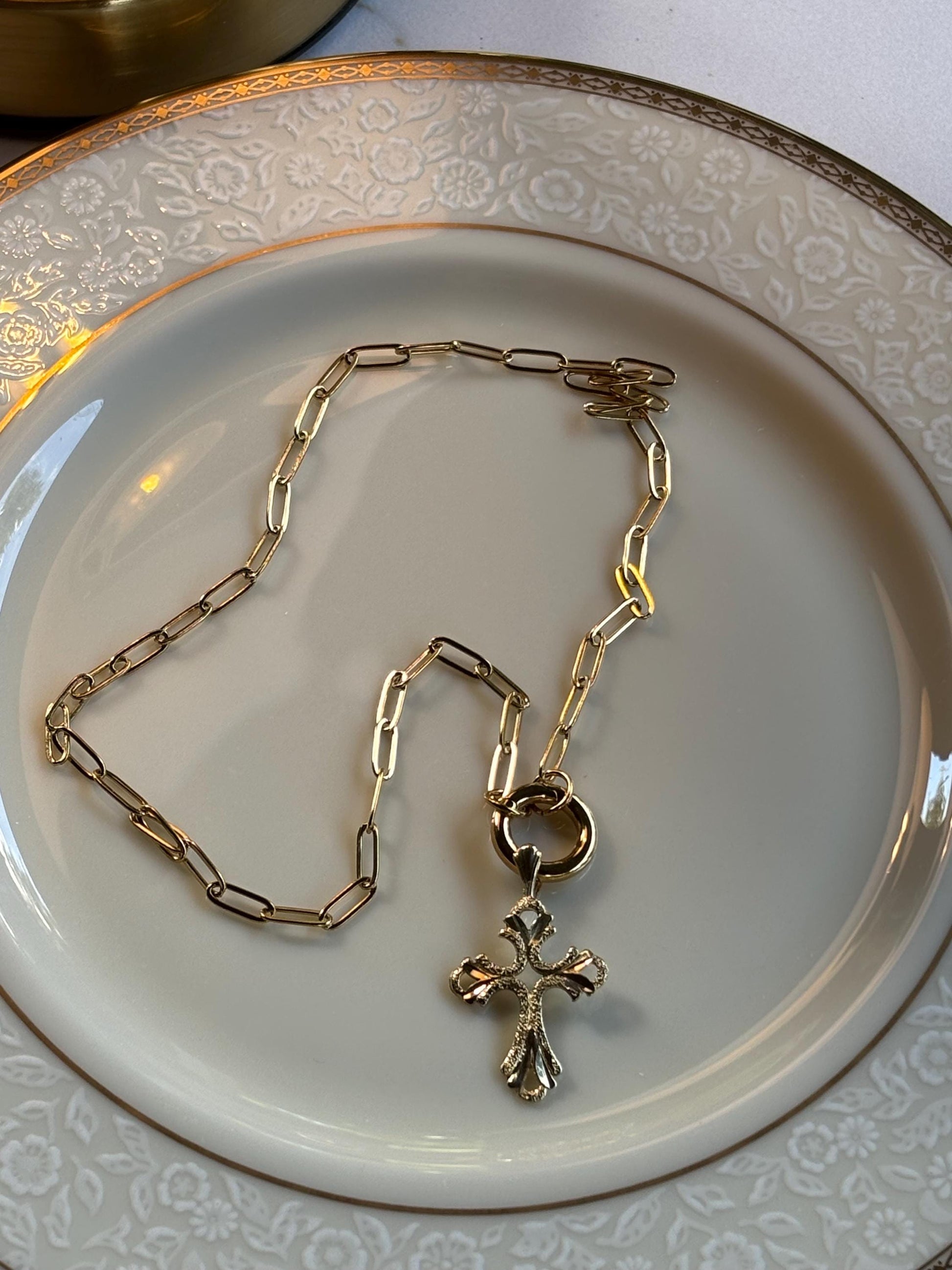 Vintage Gold Cross Pendant 14K
