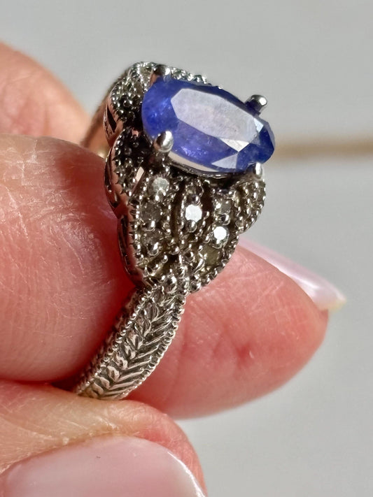 Vintage Iolite Diamond Accents 14k