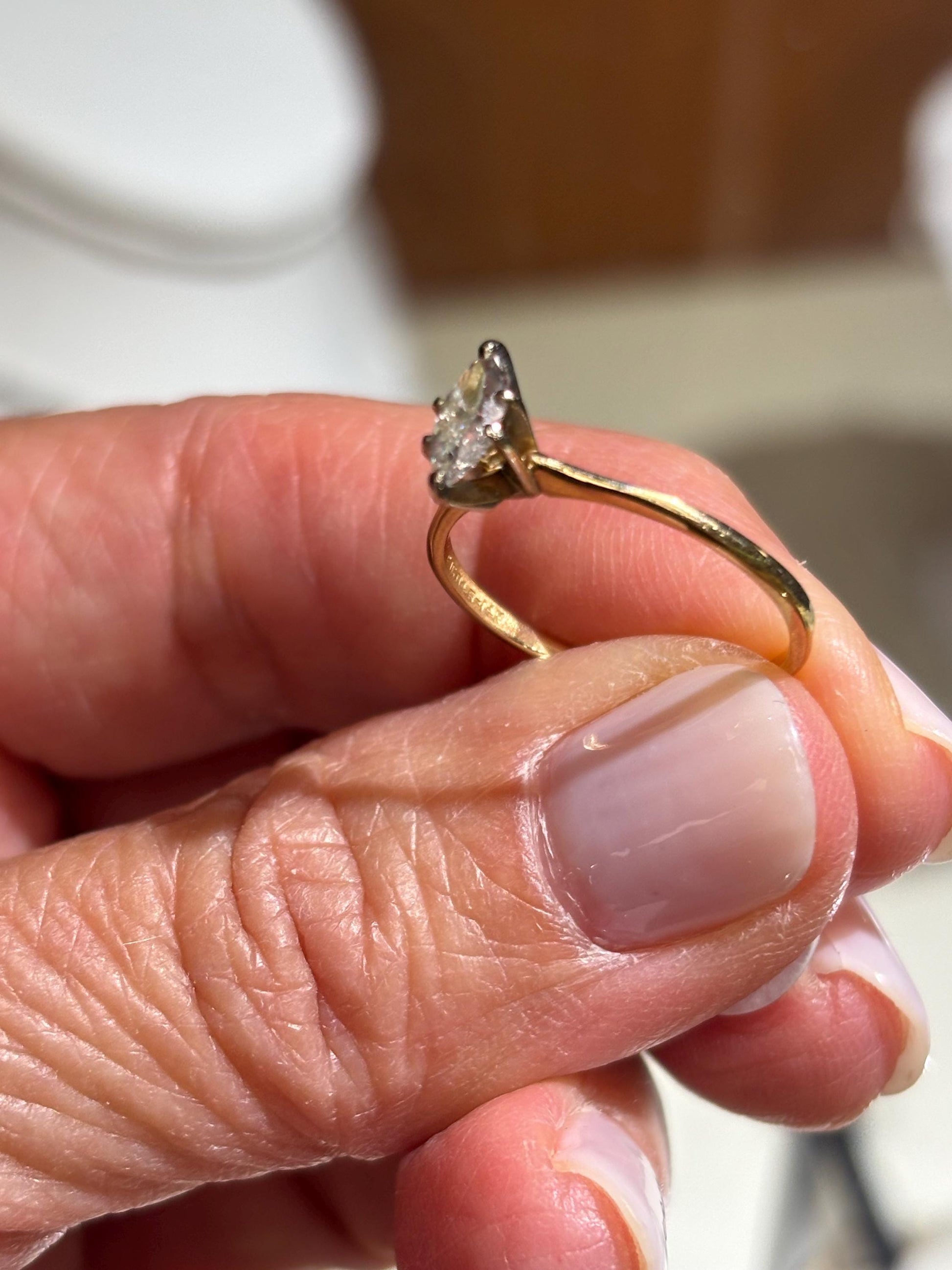 Vintage Marquise Diamond Engagement Ring 14K