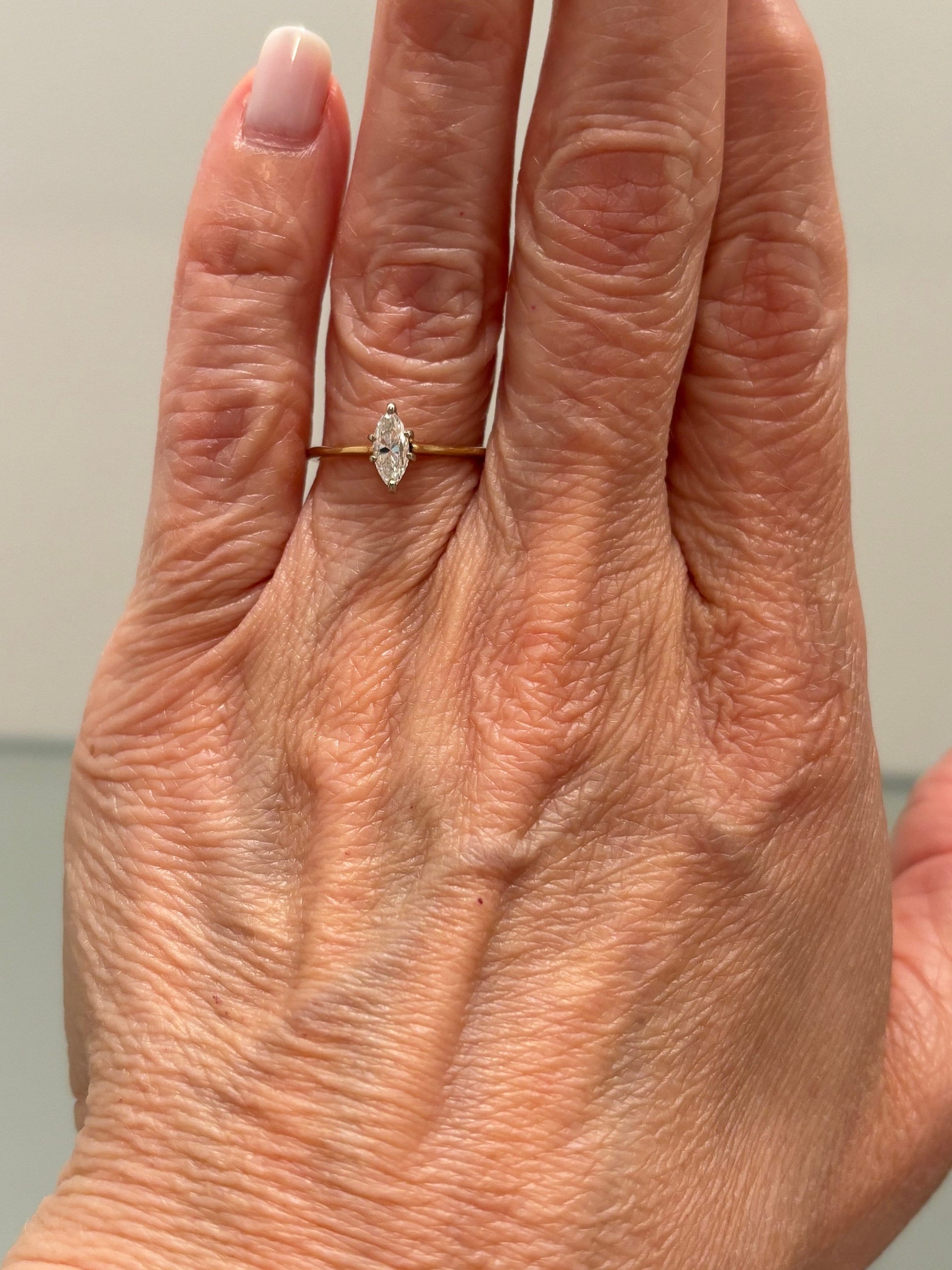 Vintage Marquise Diamond Engagement Ring 14K