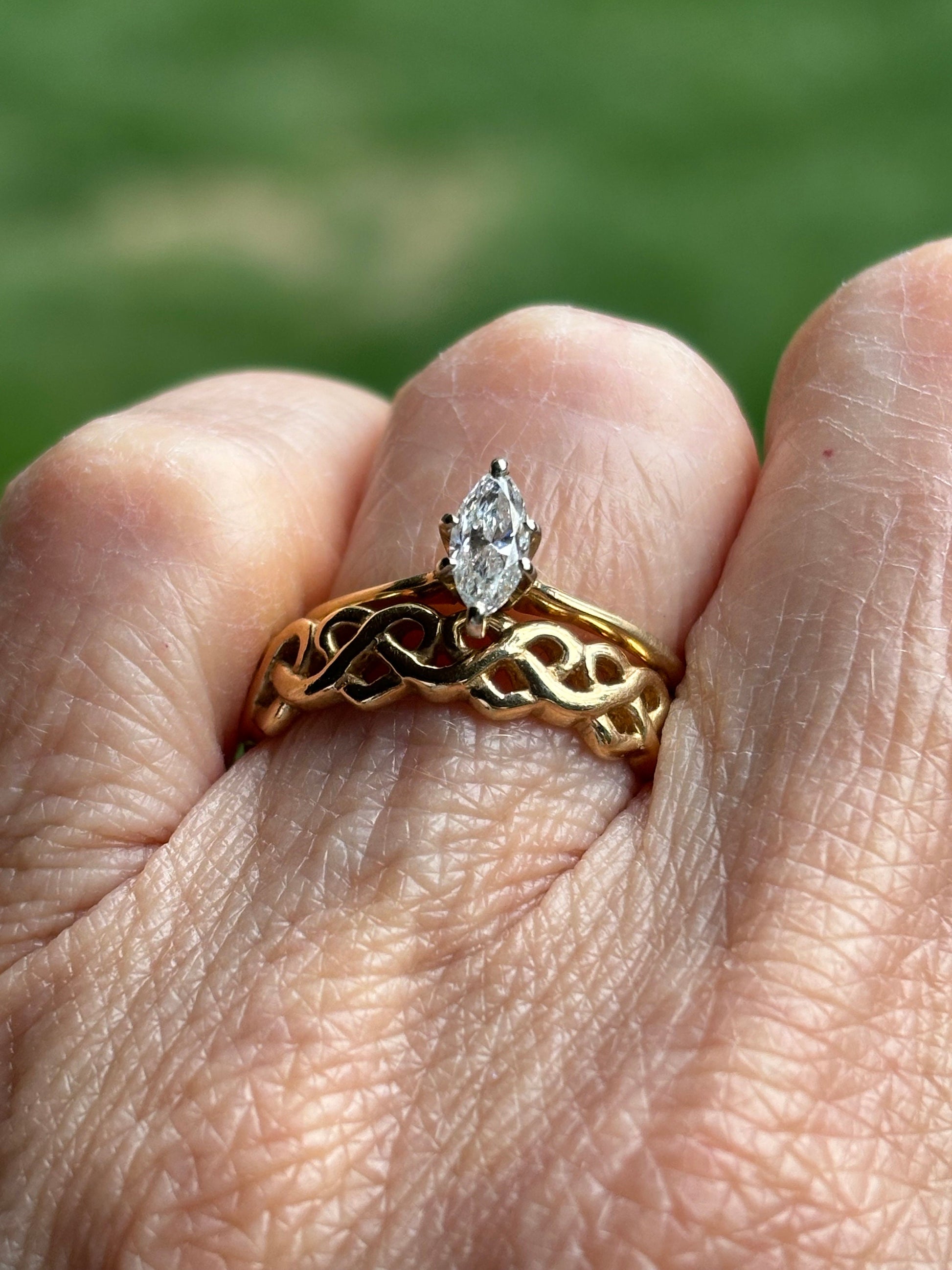 Vintage Marquise Diamond Engagement Ring 14K