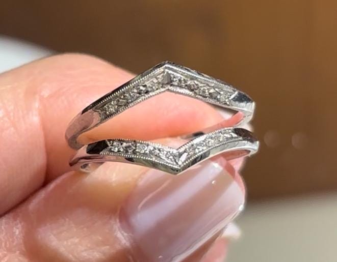 Vintage Natural Diamond Double Band 14k