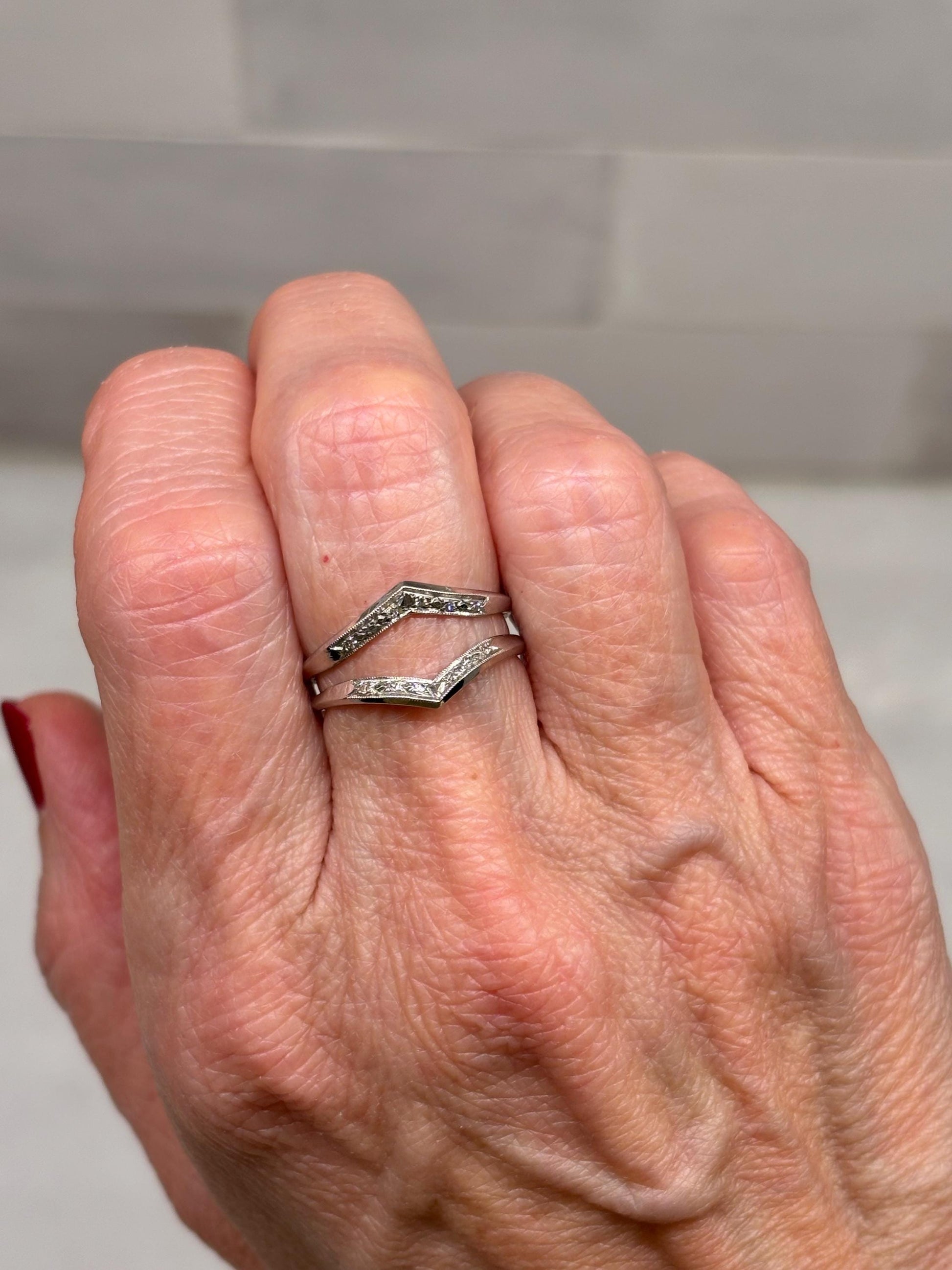 Vintage Natural Diamond Double Band 14k