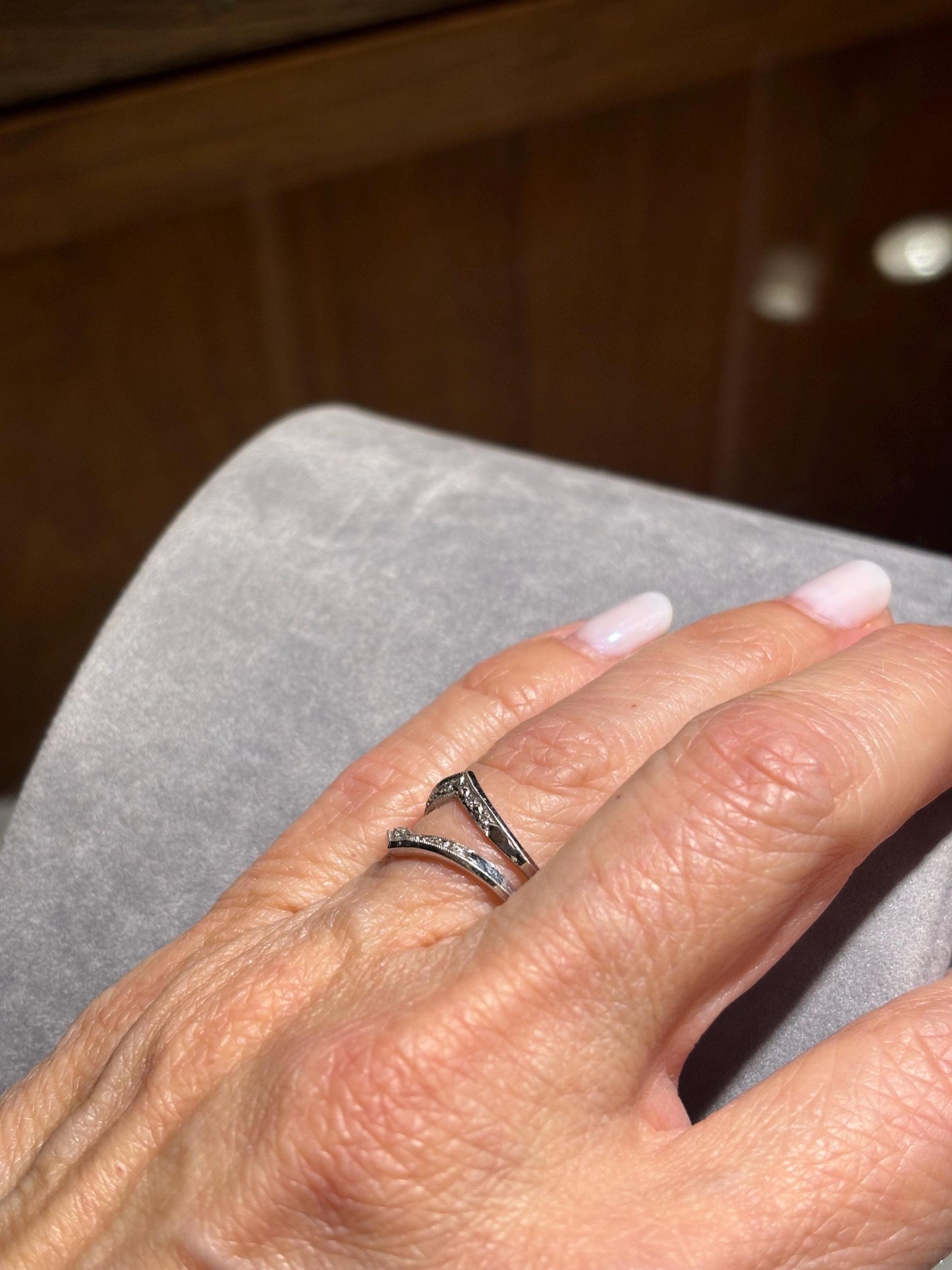 Vintage Natural Diamond Double Band 14k