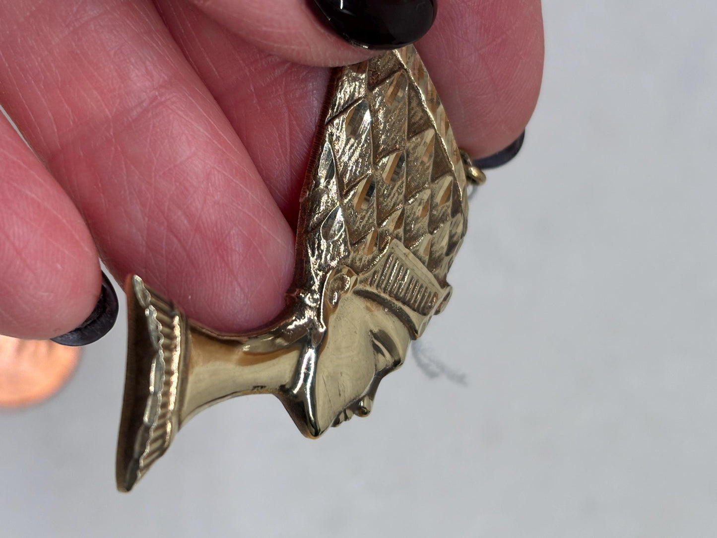 Vintage Nefertiti Large Pendant 10k