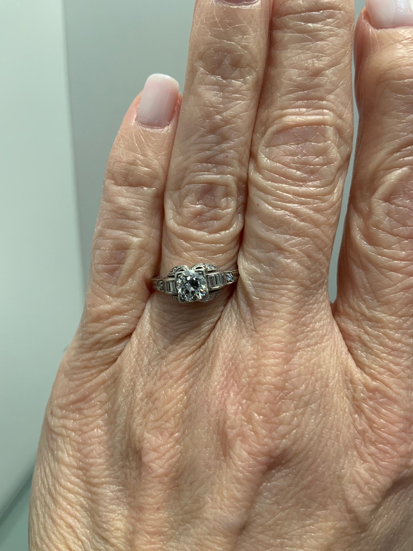 Vintage Platinum 1920’s Diamond  Engagement Ring