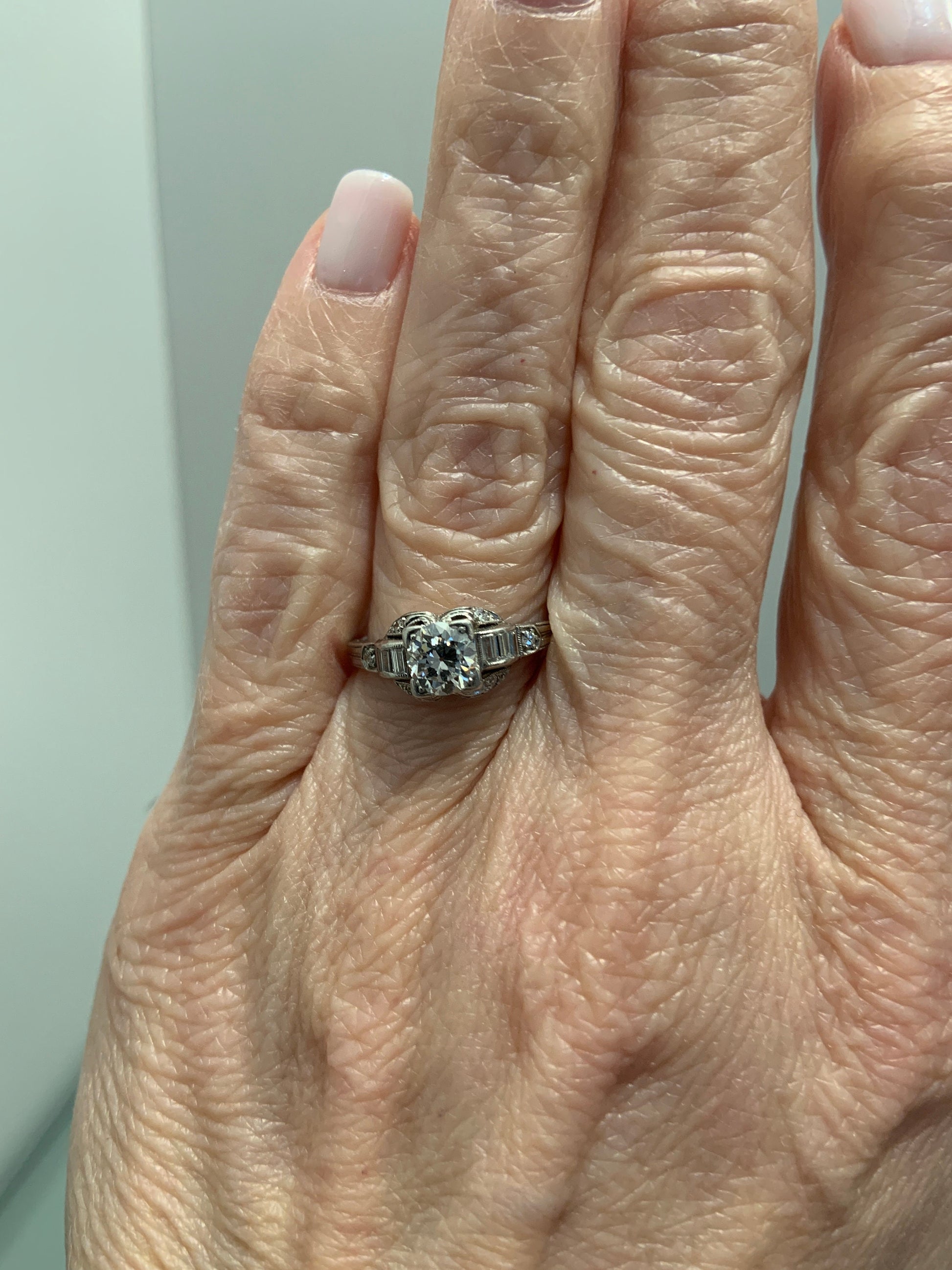 Vintage Platinum 1920’s Diamond  Engagement Ring