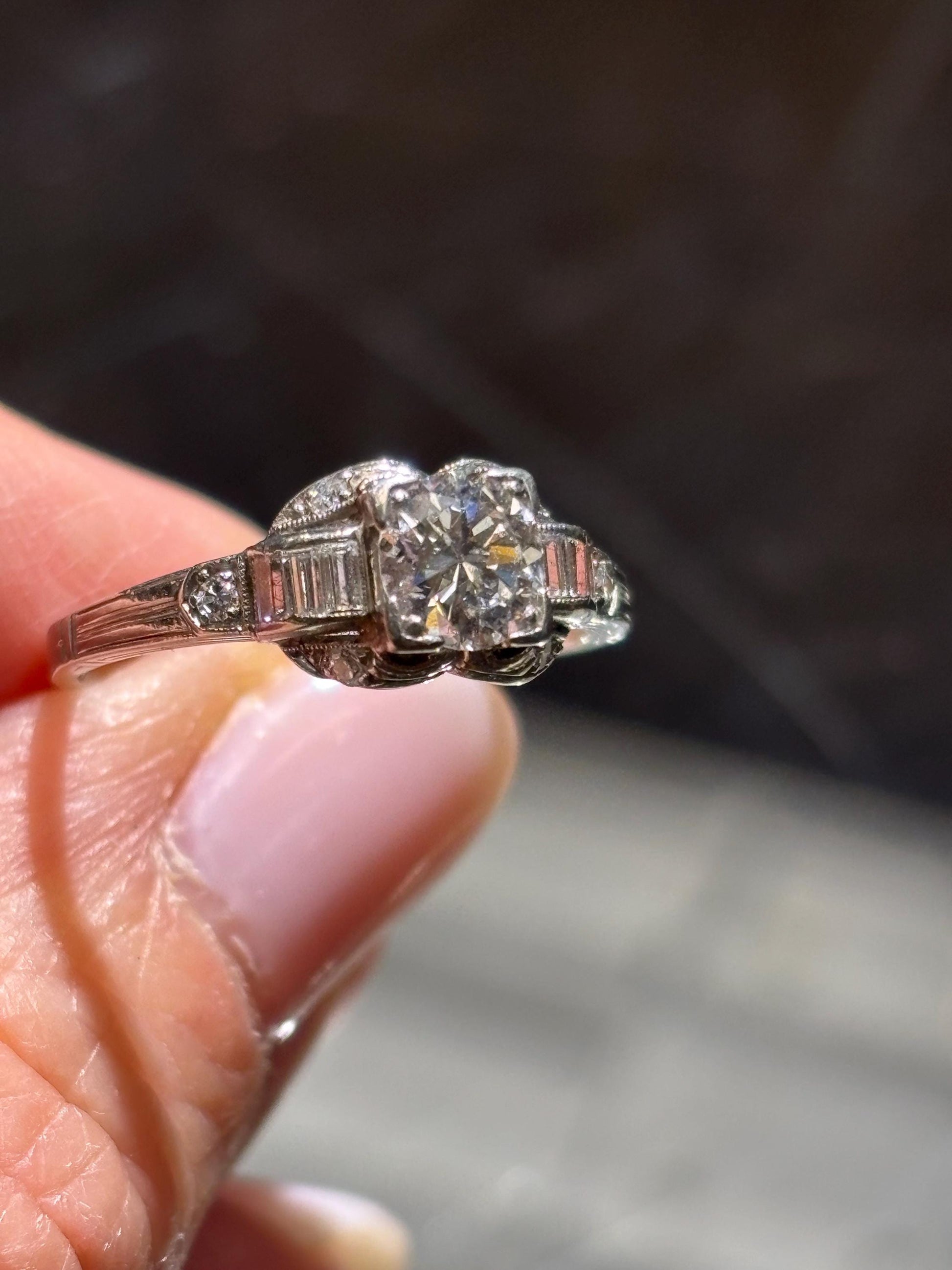 Vintage Platinum 1920’s Diamond  Engagement Ring