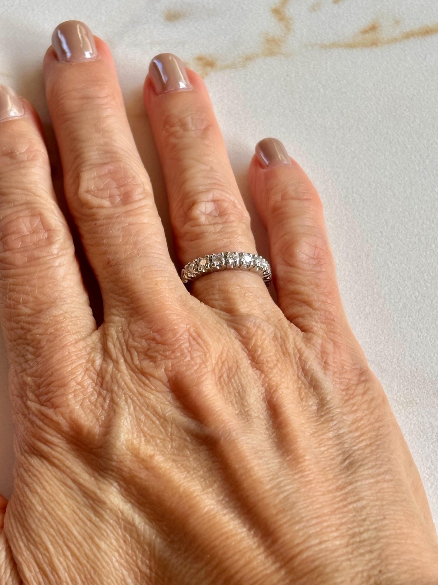 Vintage Platinum Diamond Wedding Band