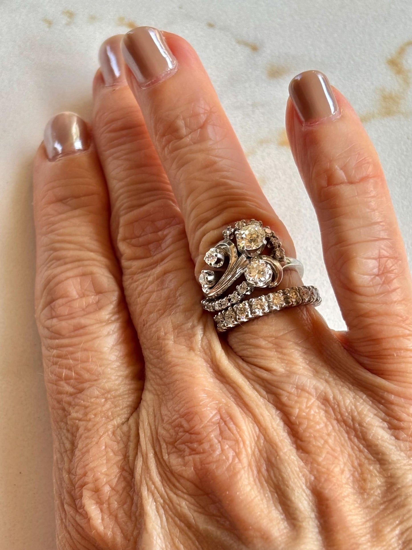Vintage Platinum Diamond Wedding Band