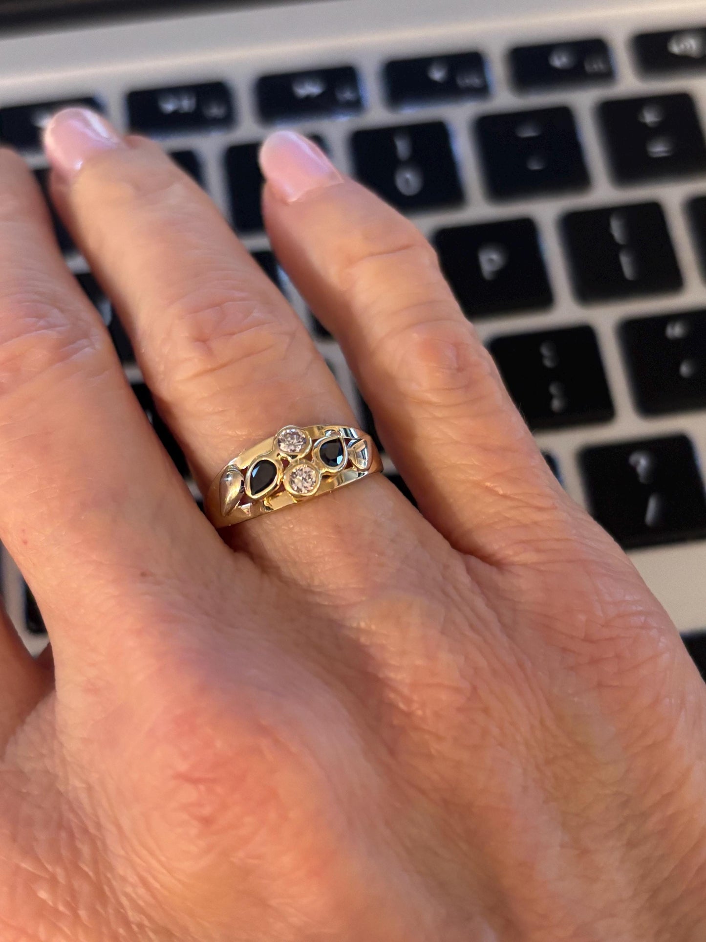 Vintage Sapphire CZ accents 14k