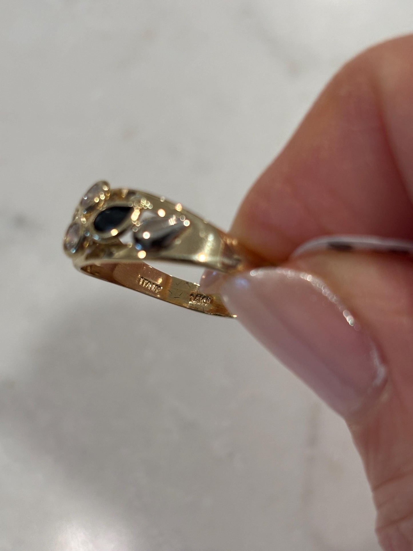 Vintage Sapphire CZ accents 14k