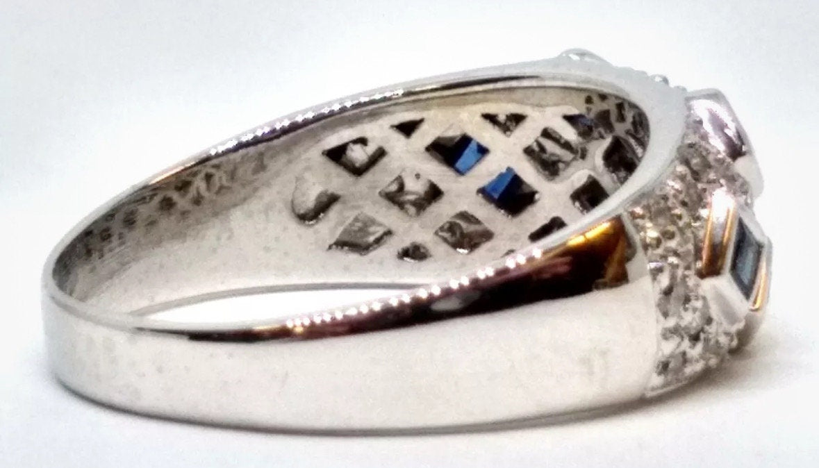 Vintage Sapphire Diamond Dome Ring 18k