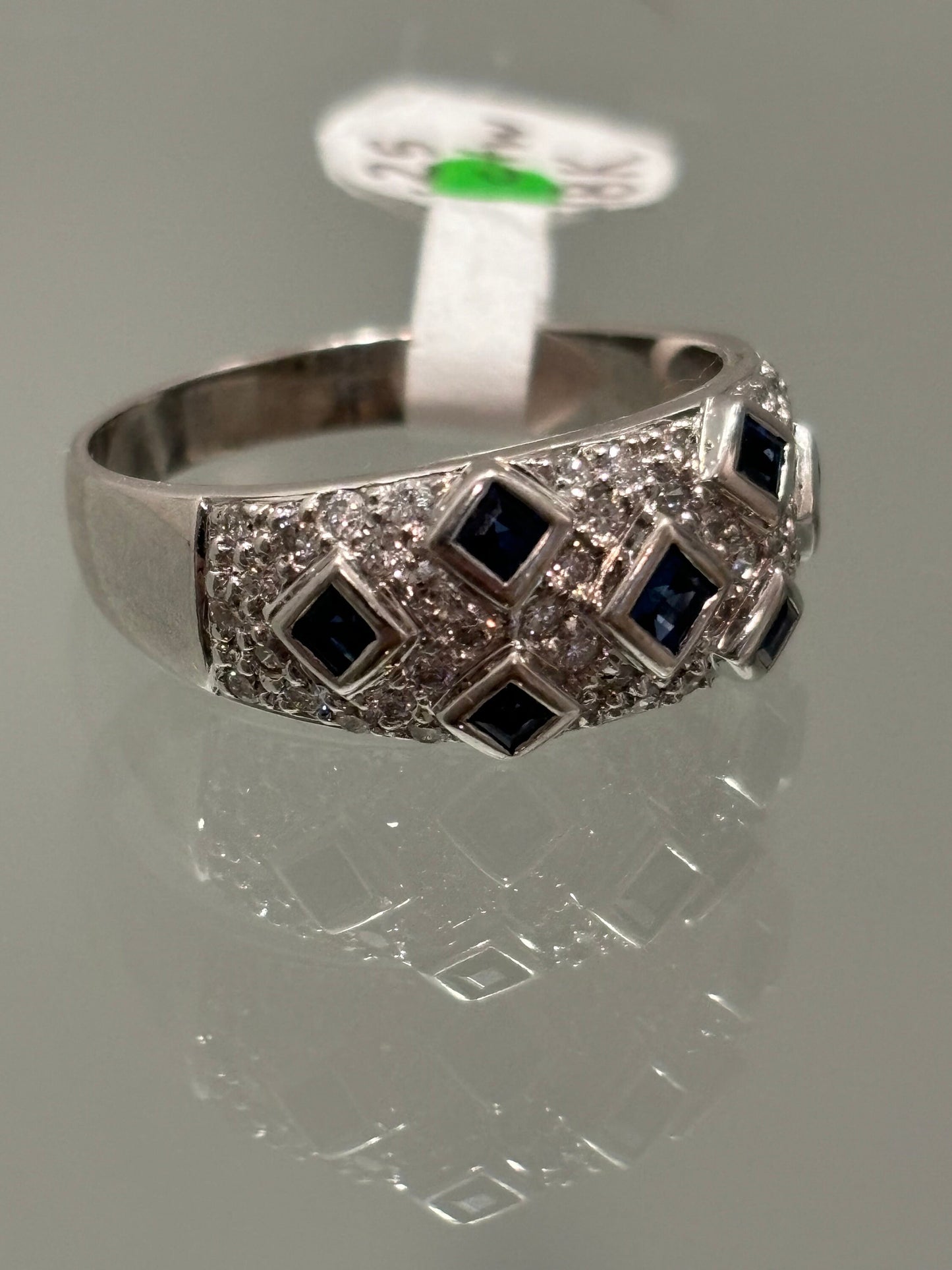 Vintage Sapphire Diamond Dome Ring 18k