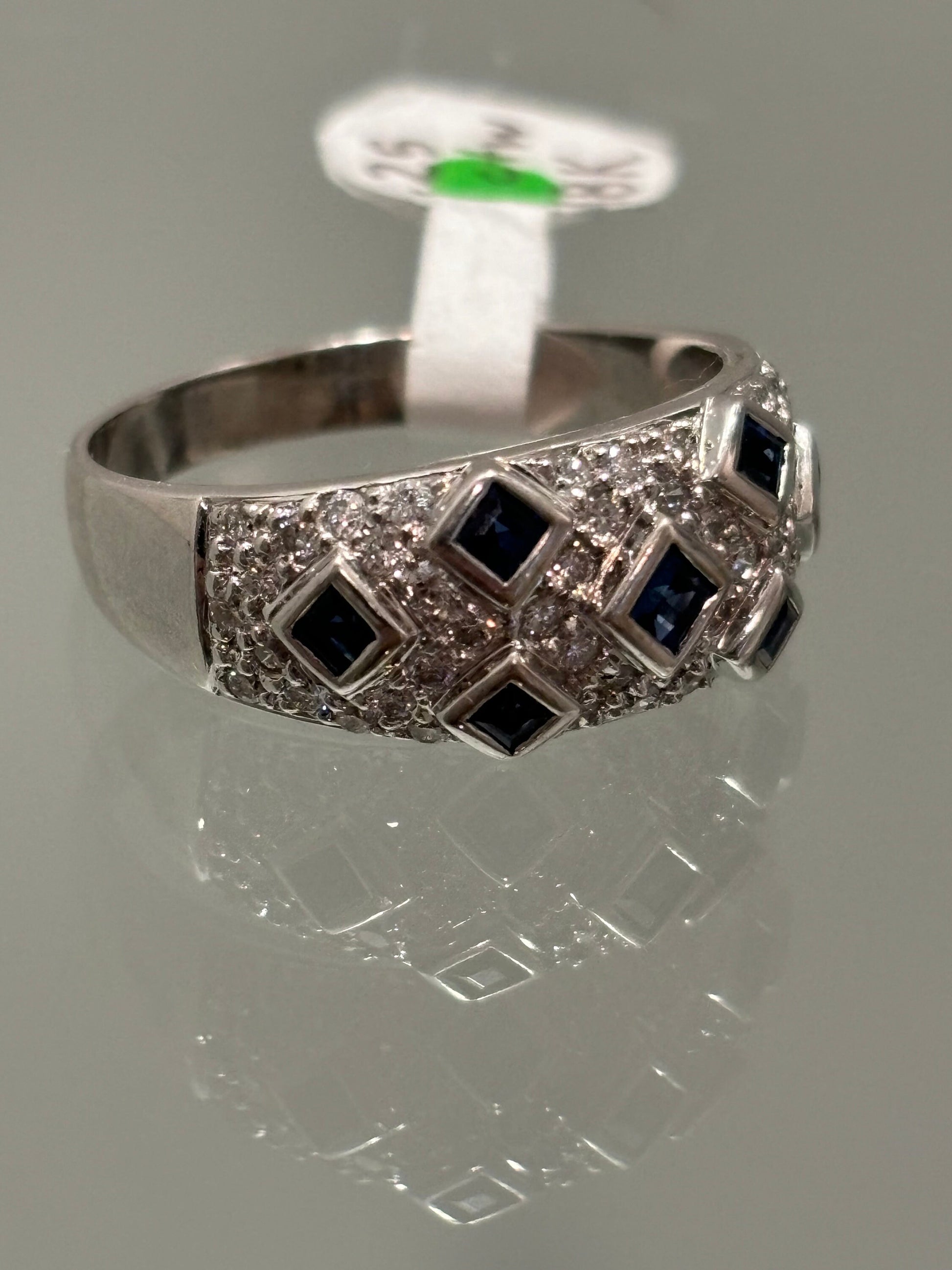 Vintage Sapphire Diamond Dome Ring 18k
