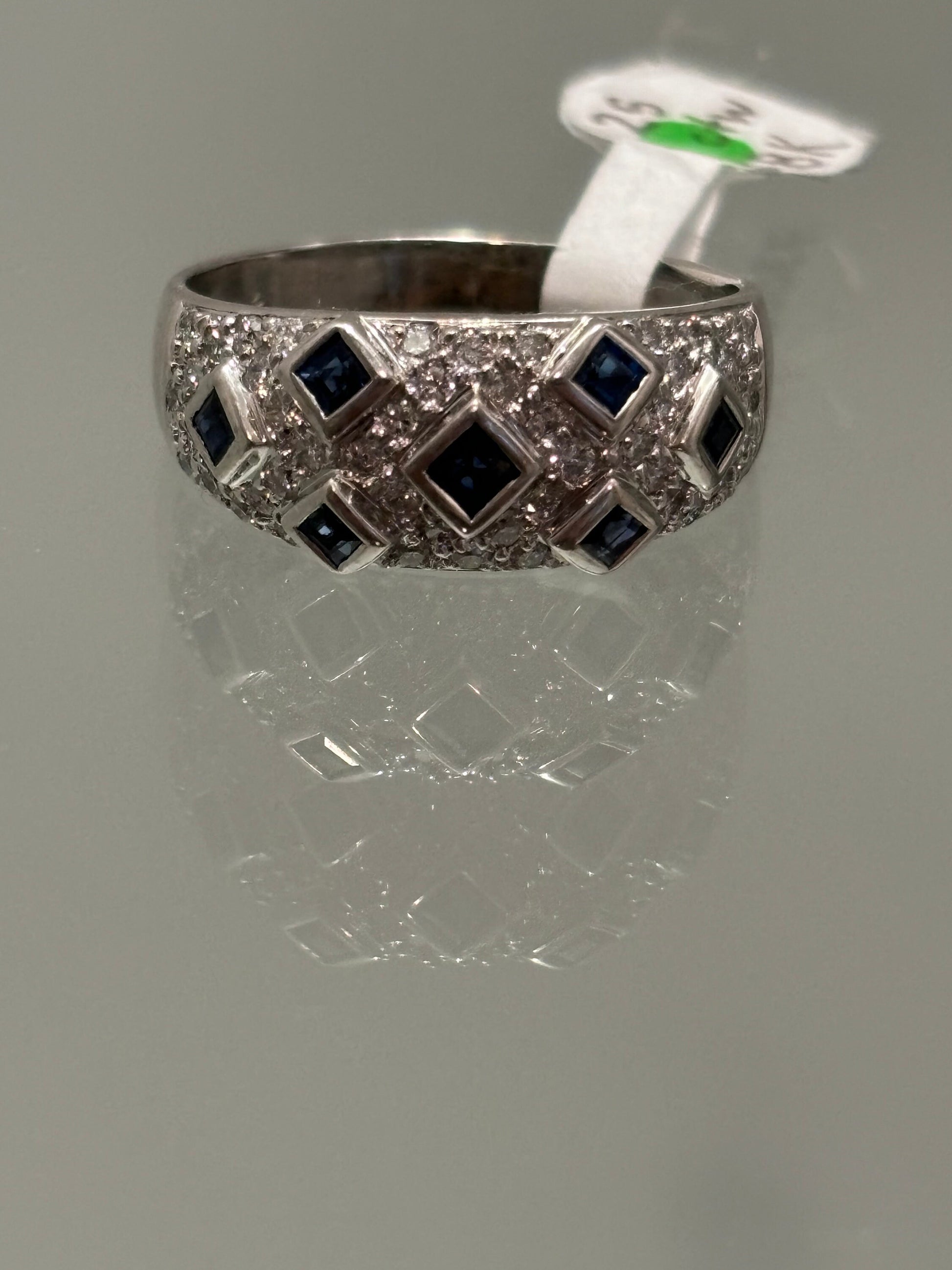 Vintage Sapphire Diamond Dome Ring 18k