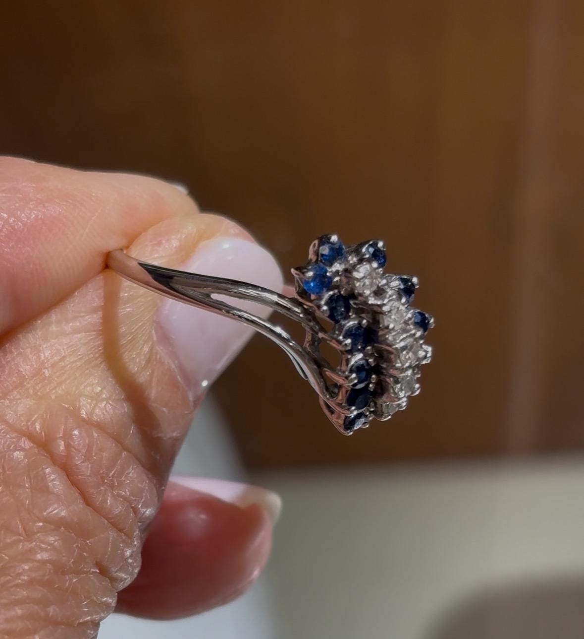 Vintage Sapphire Diamond Waterfall 14k