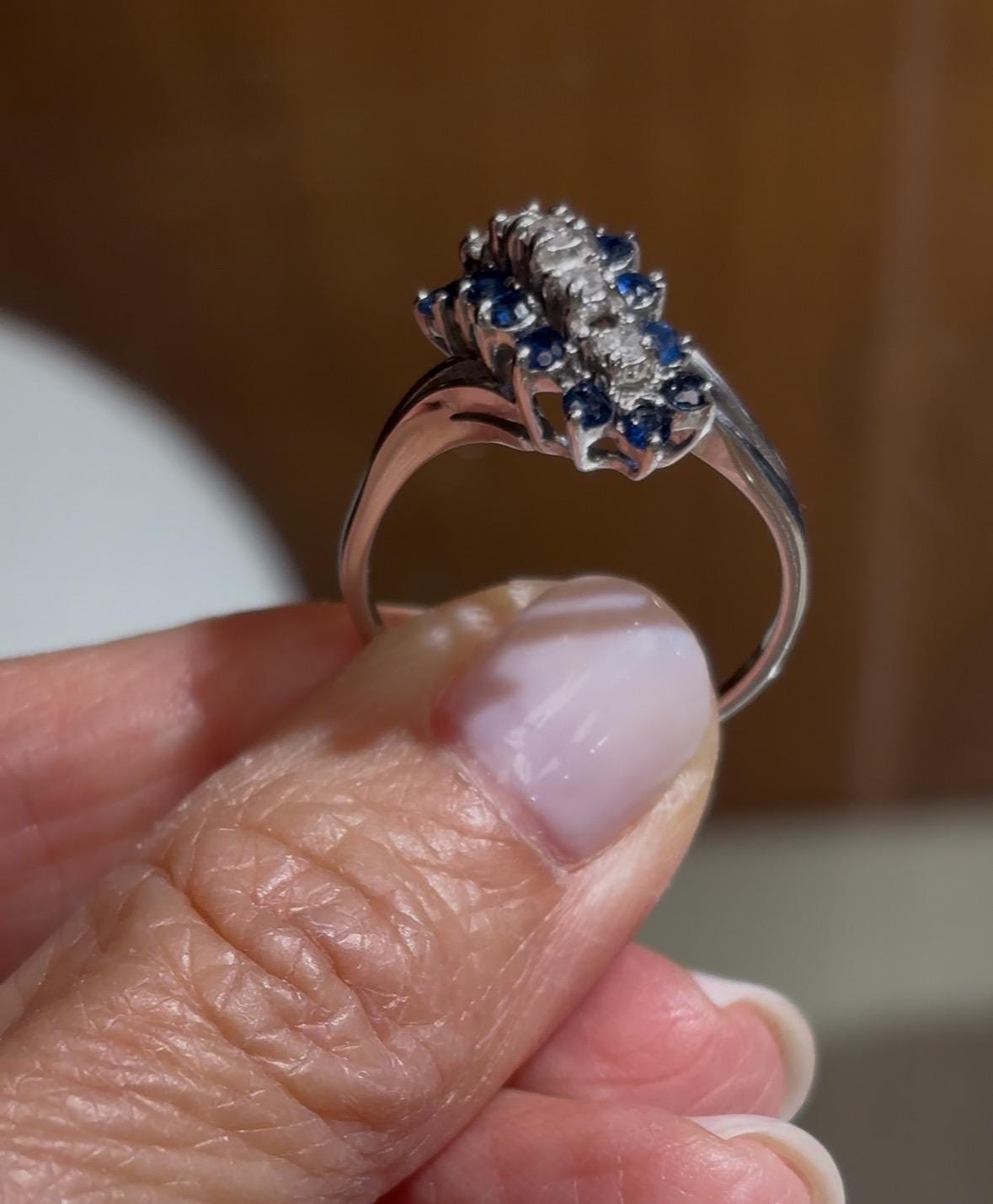 Vintage Sapphire Diamond Waterfall 14k