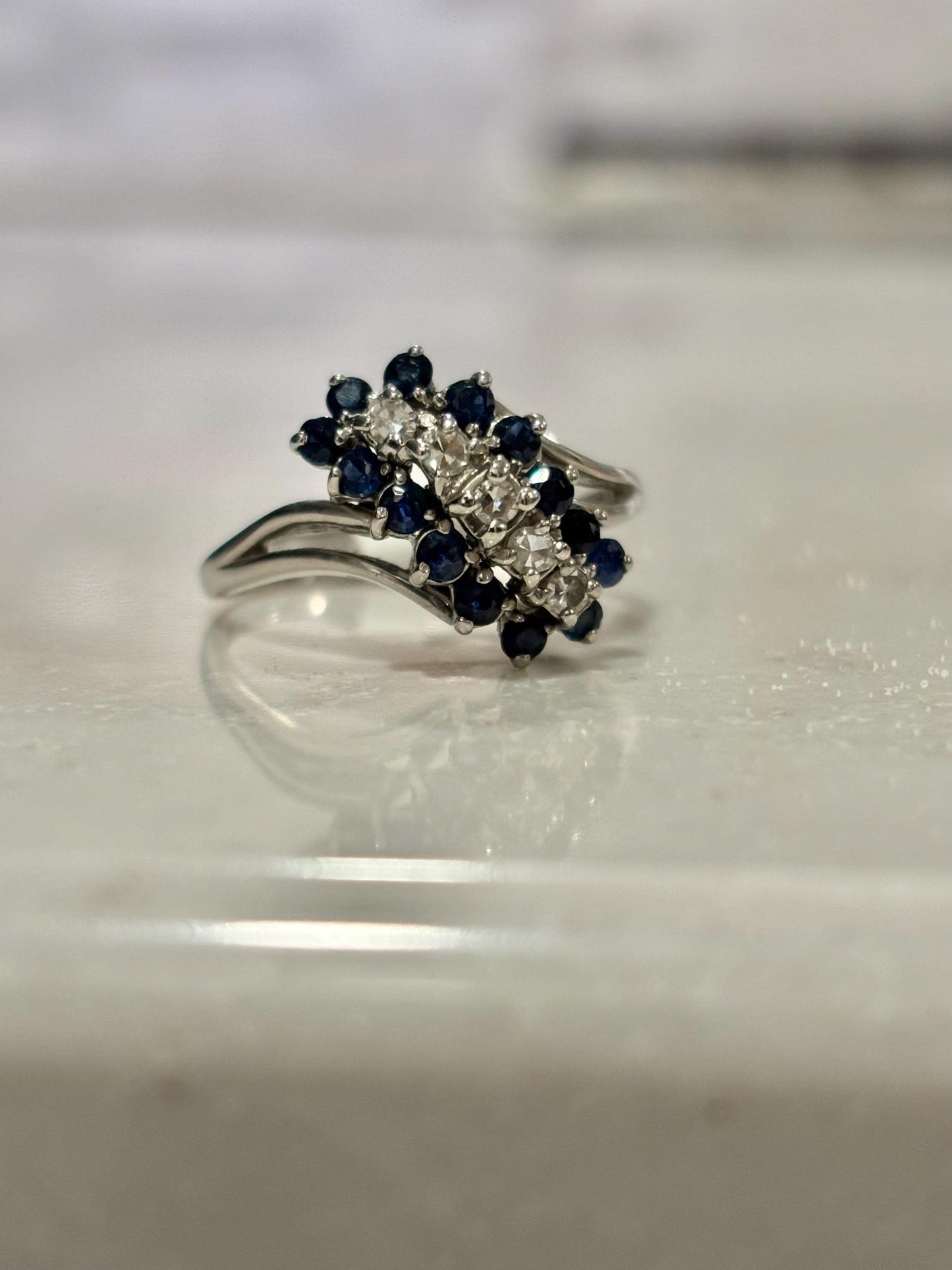 Vintage Sapphire Diamond Waterfall 14k