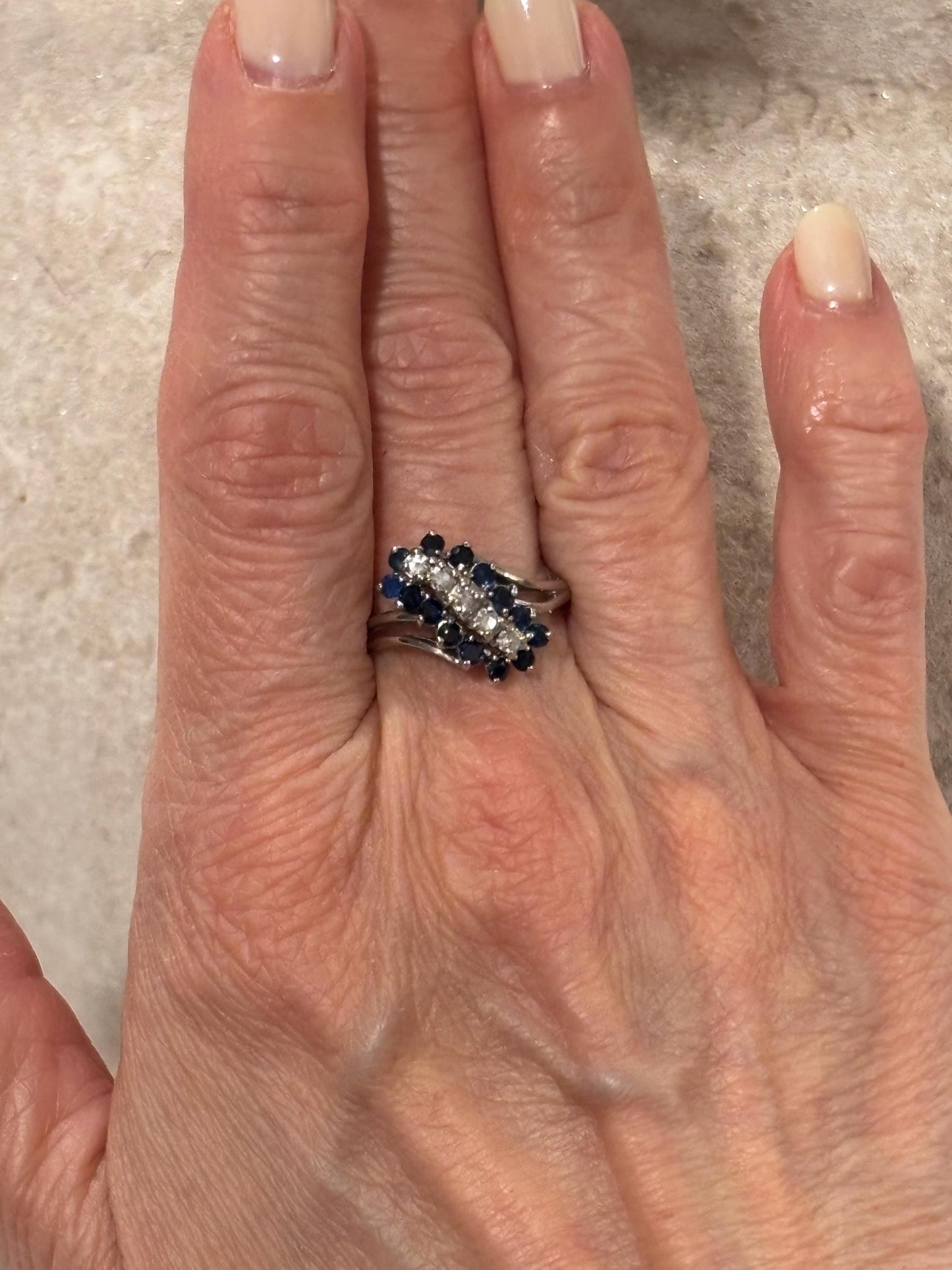 Vintage Sapphire Diamond Waterfall 14k