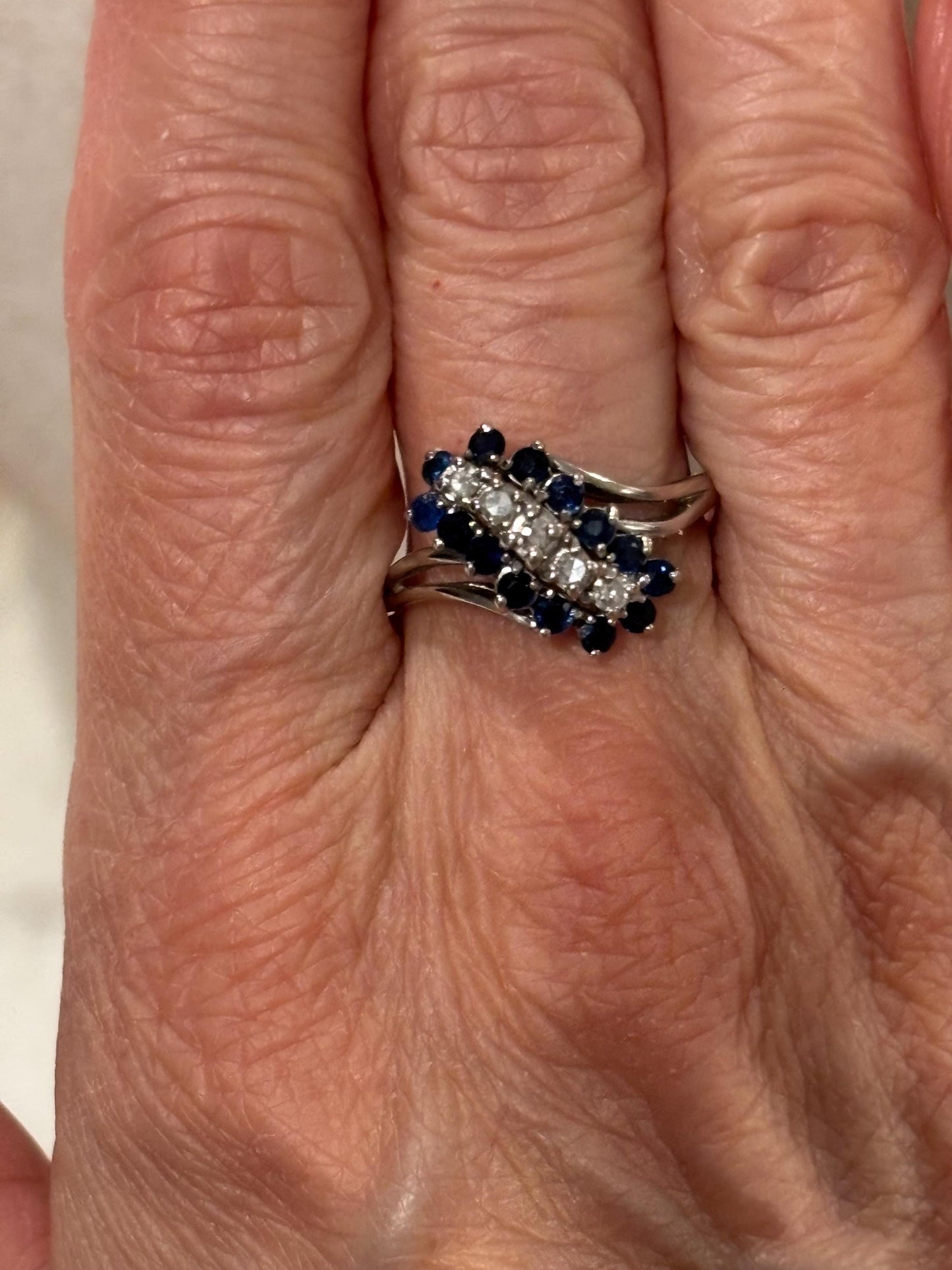 Vintage Sapphire Diamond Waterfall 14k