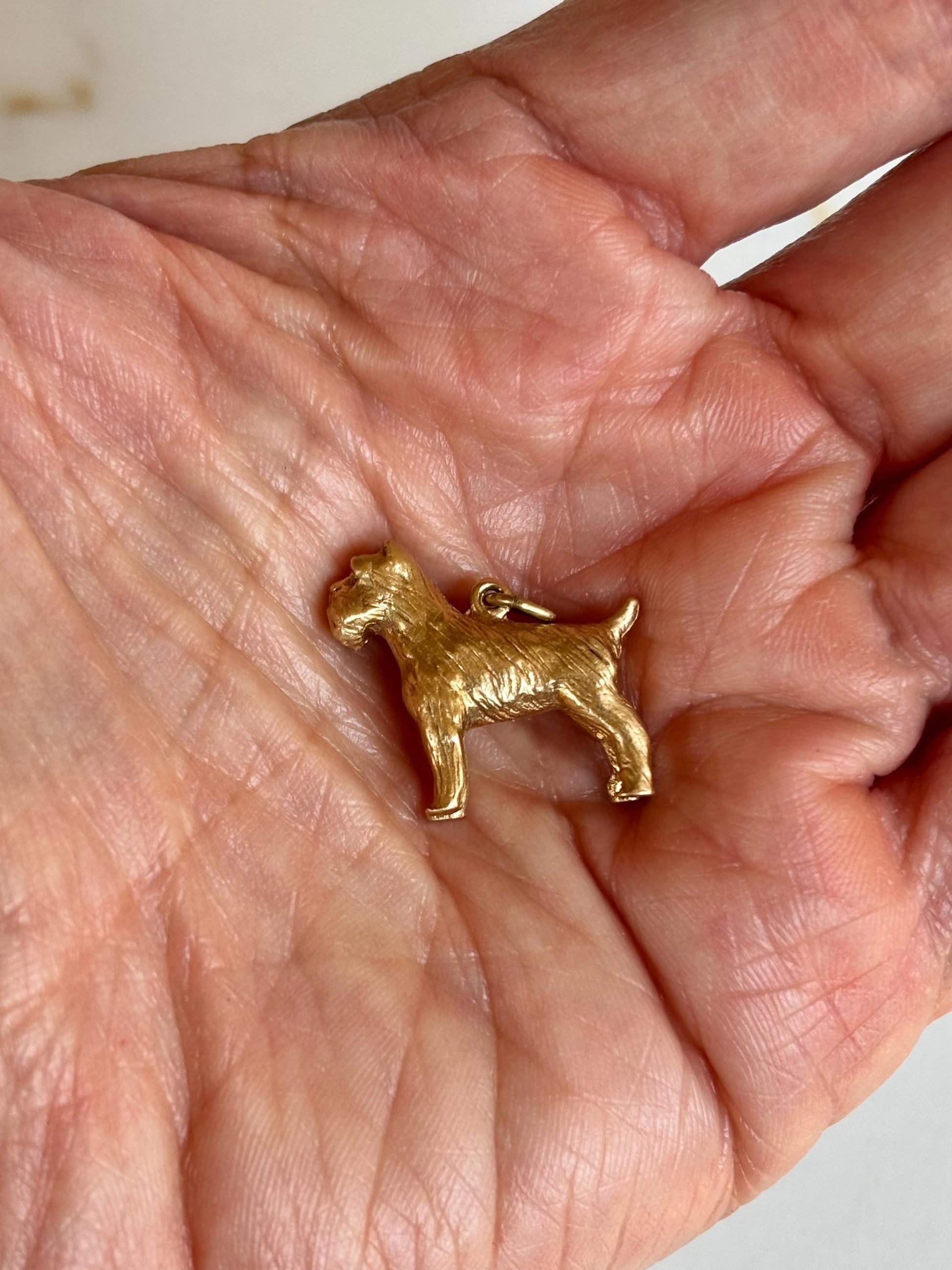 Vintage Scotty Terrier Dog Charm 14K