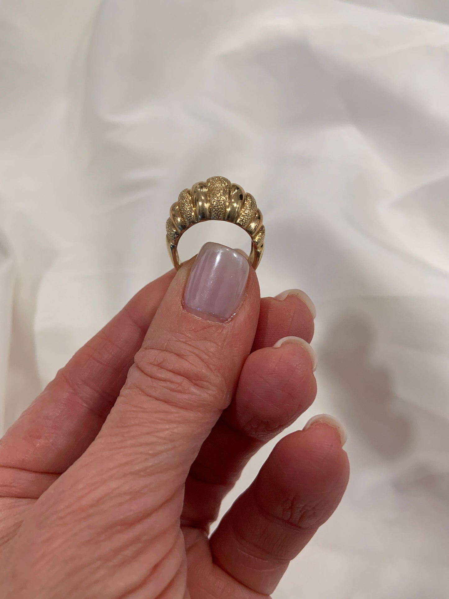 Vintage Wide Gold Dome Ring 14K Yellow Gold