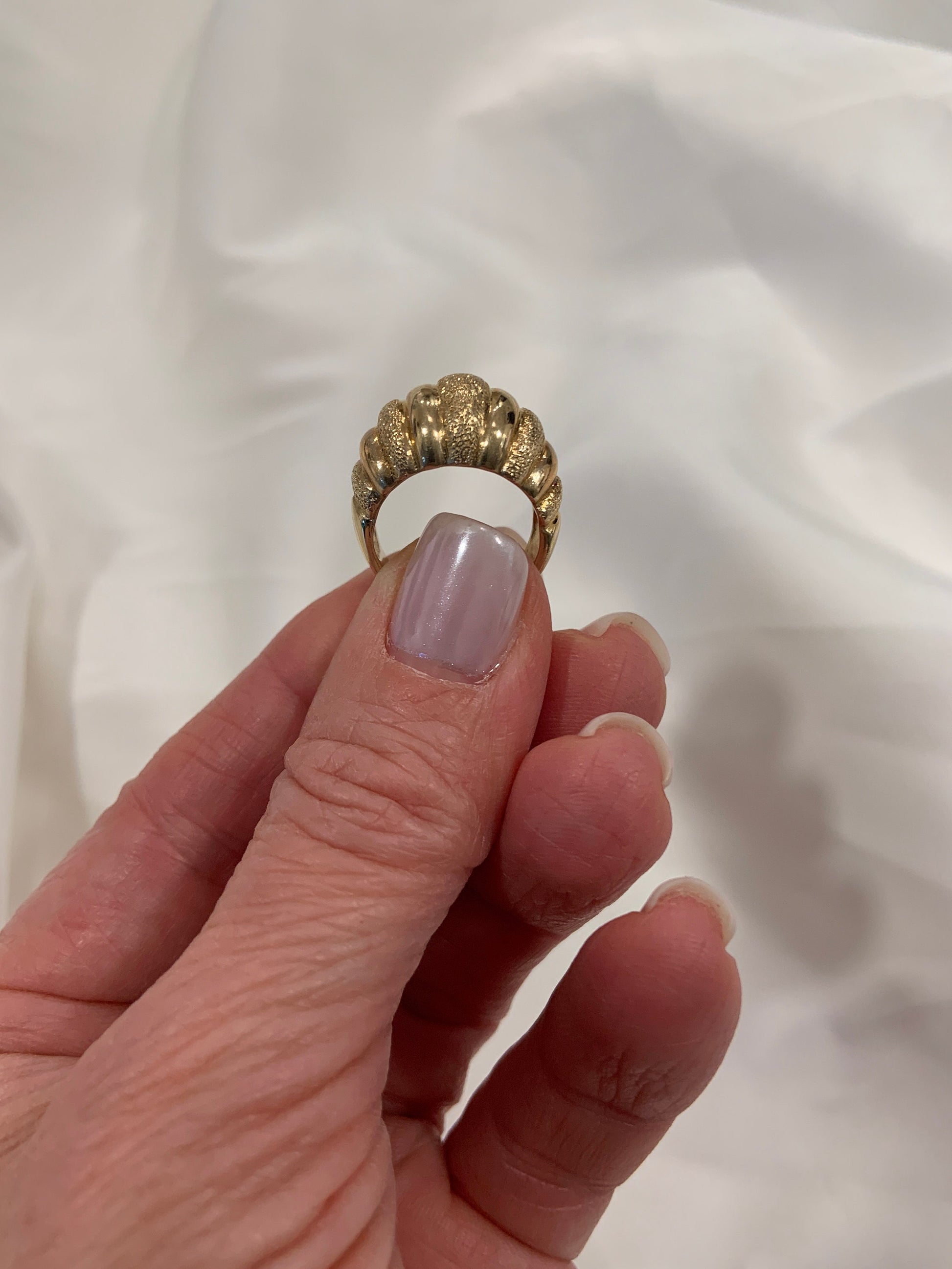 Vintage Wide Gold Dome Ring 14K Yellow Gold