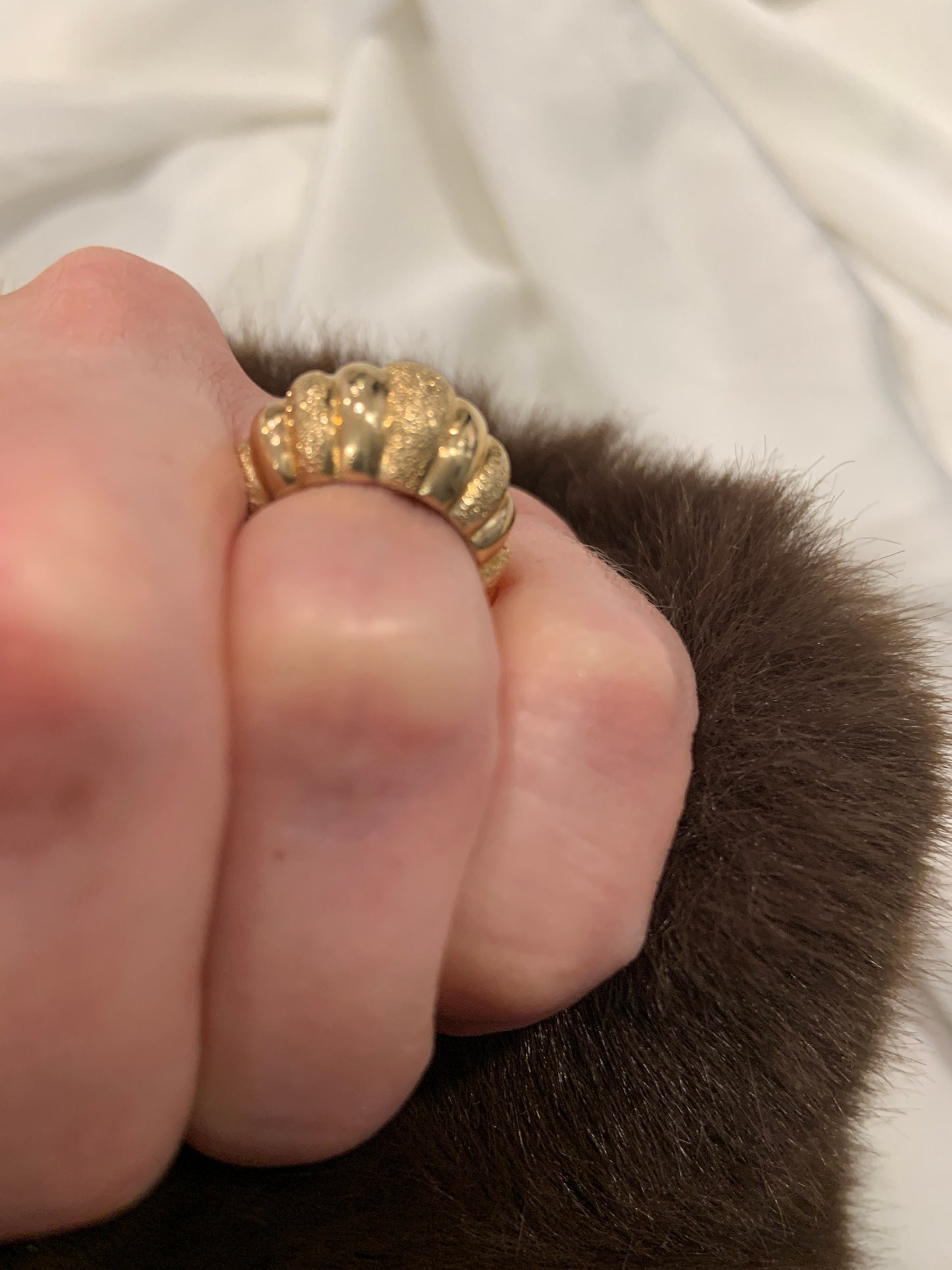 Vintage Wide Gold Dome Ring 14K Yellow Gold